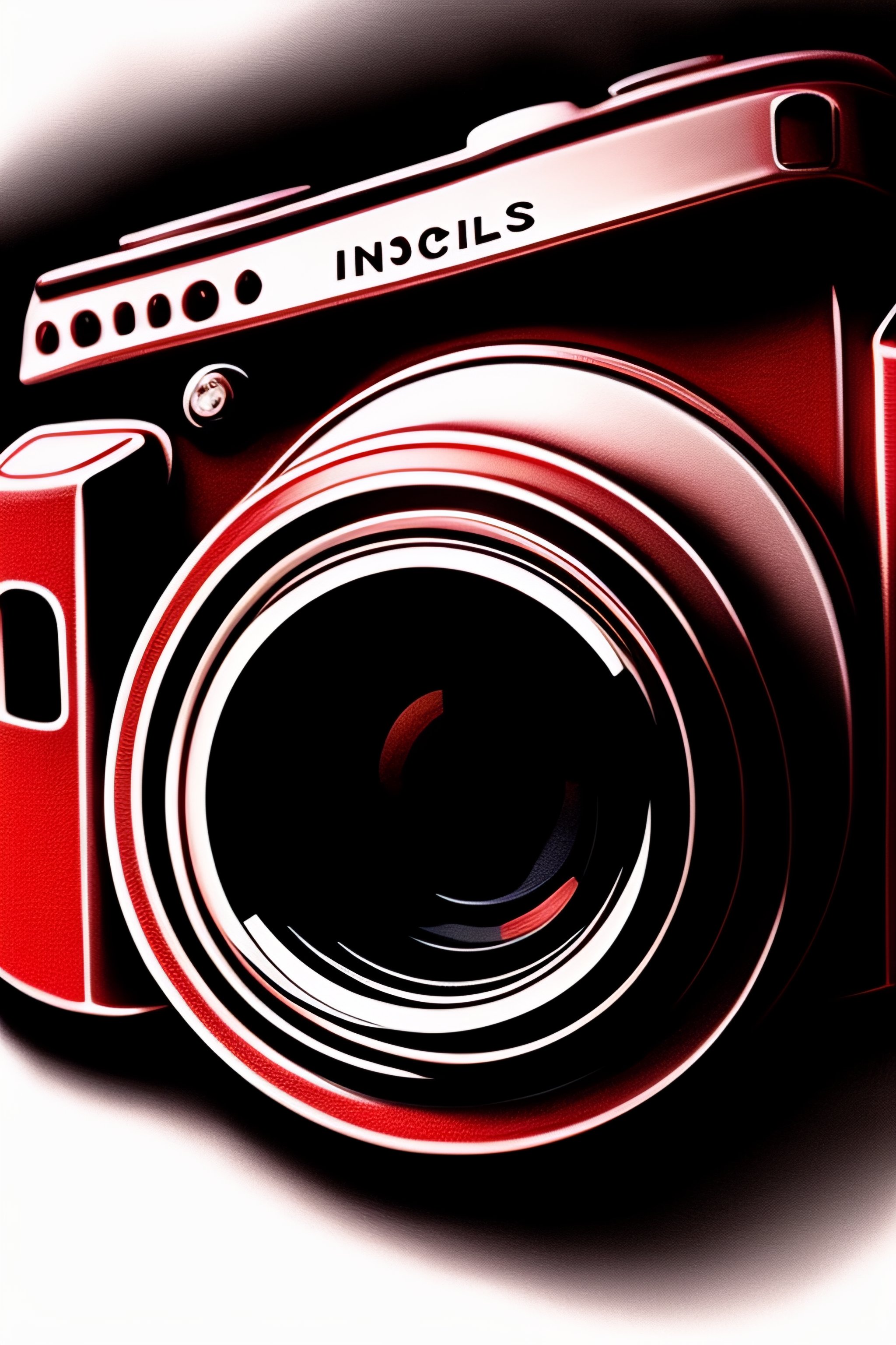 Lexica - Camera drawing in red black and white colors