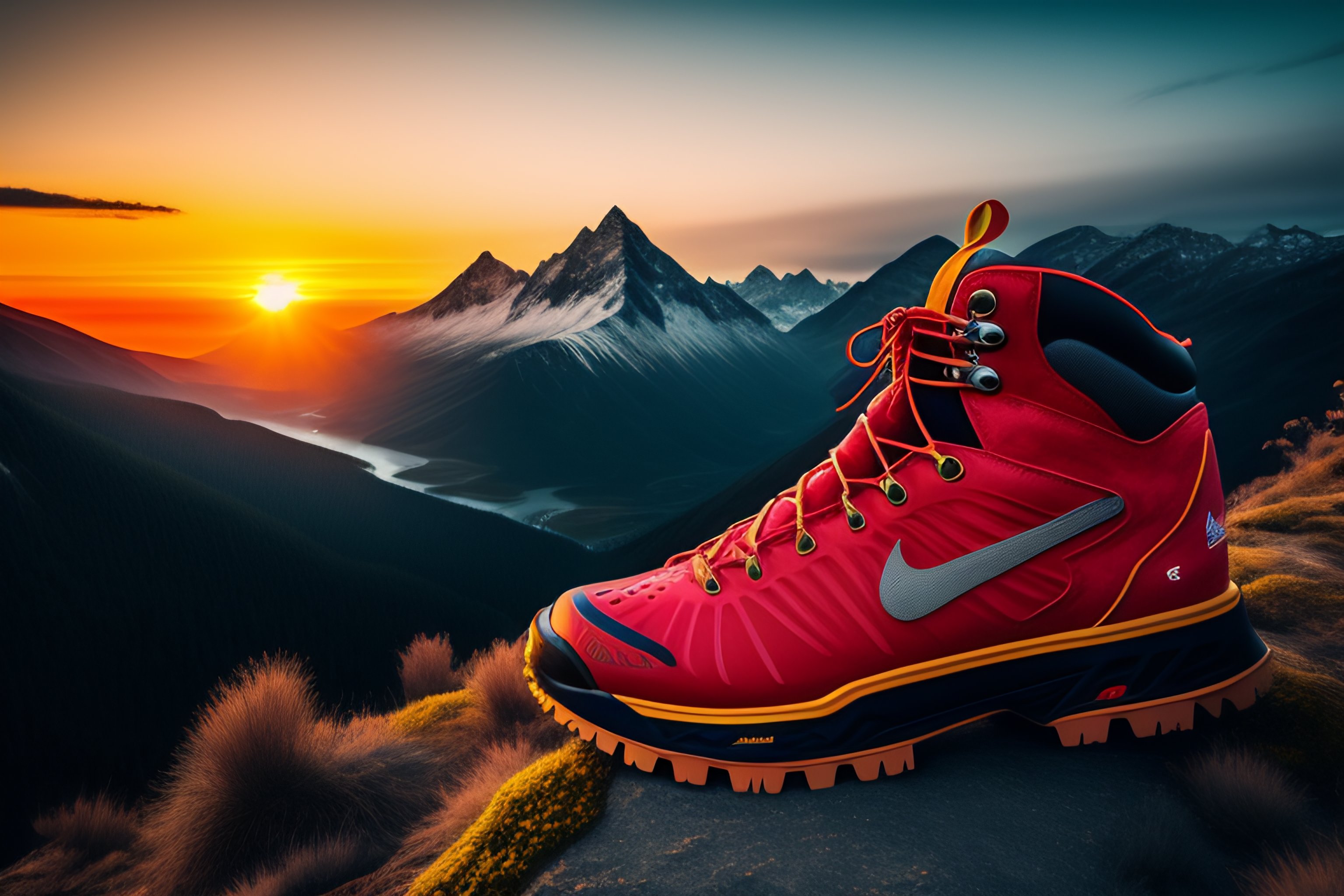 Lexica Adventure, shoe, Mountain, Sunset