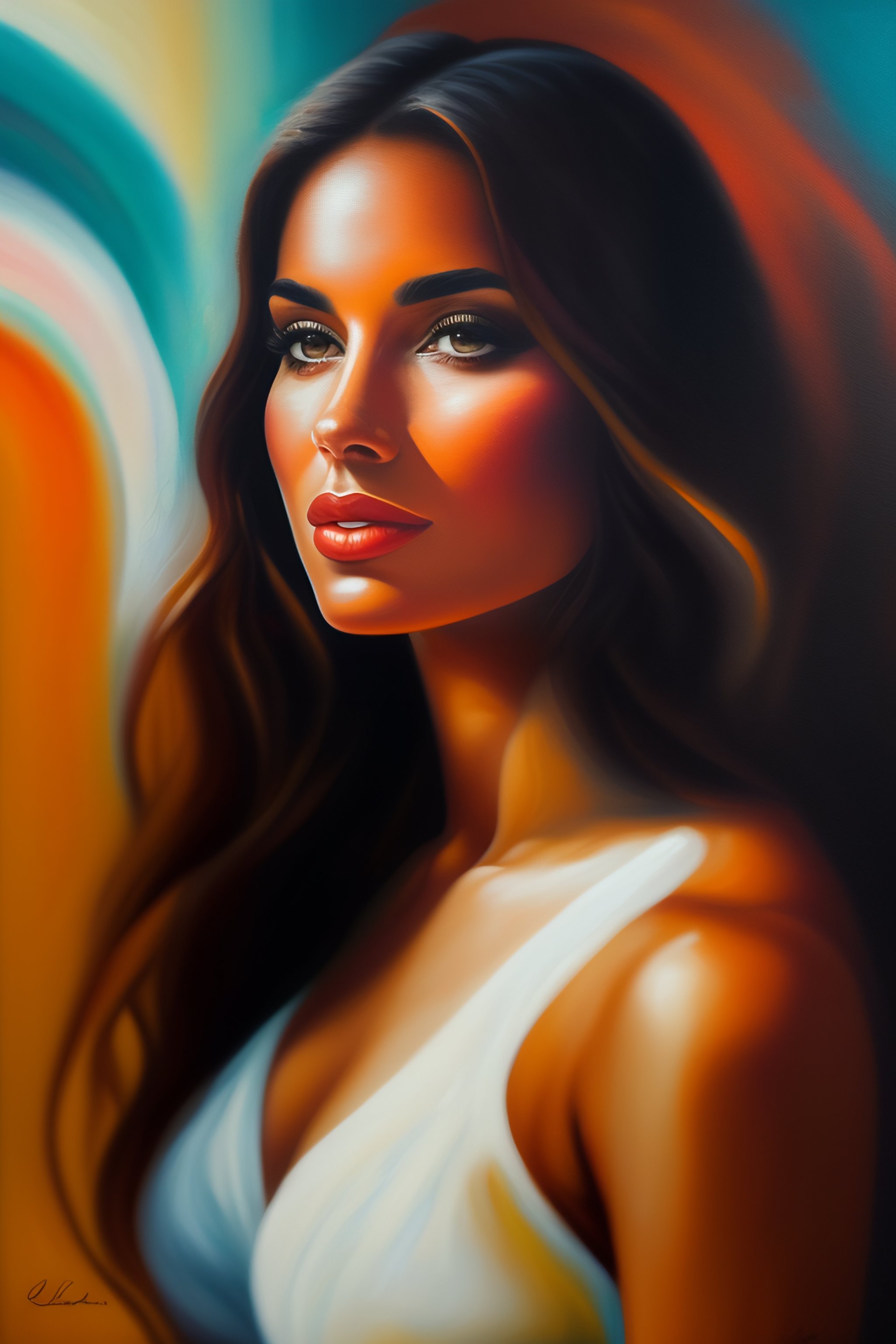 Lexica - A oil painting whit abstract background and a women ...