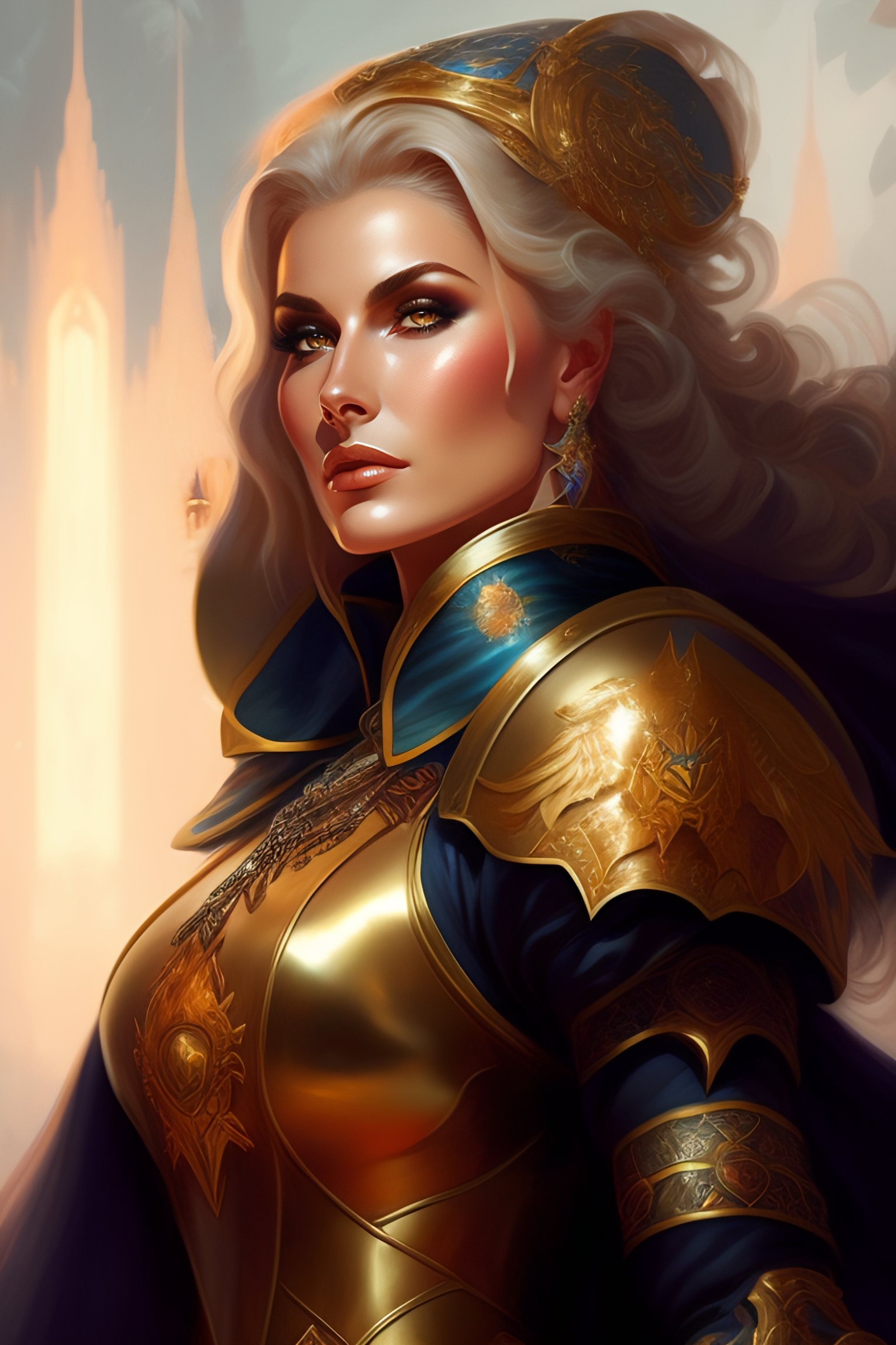 Lexica - Angela Rippon as a Warhammer 40k Battle Sister, portrait ...