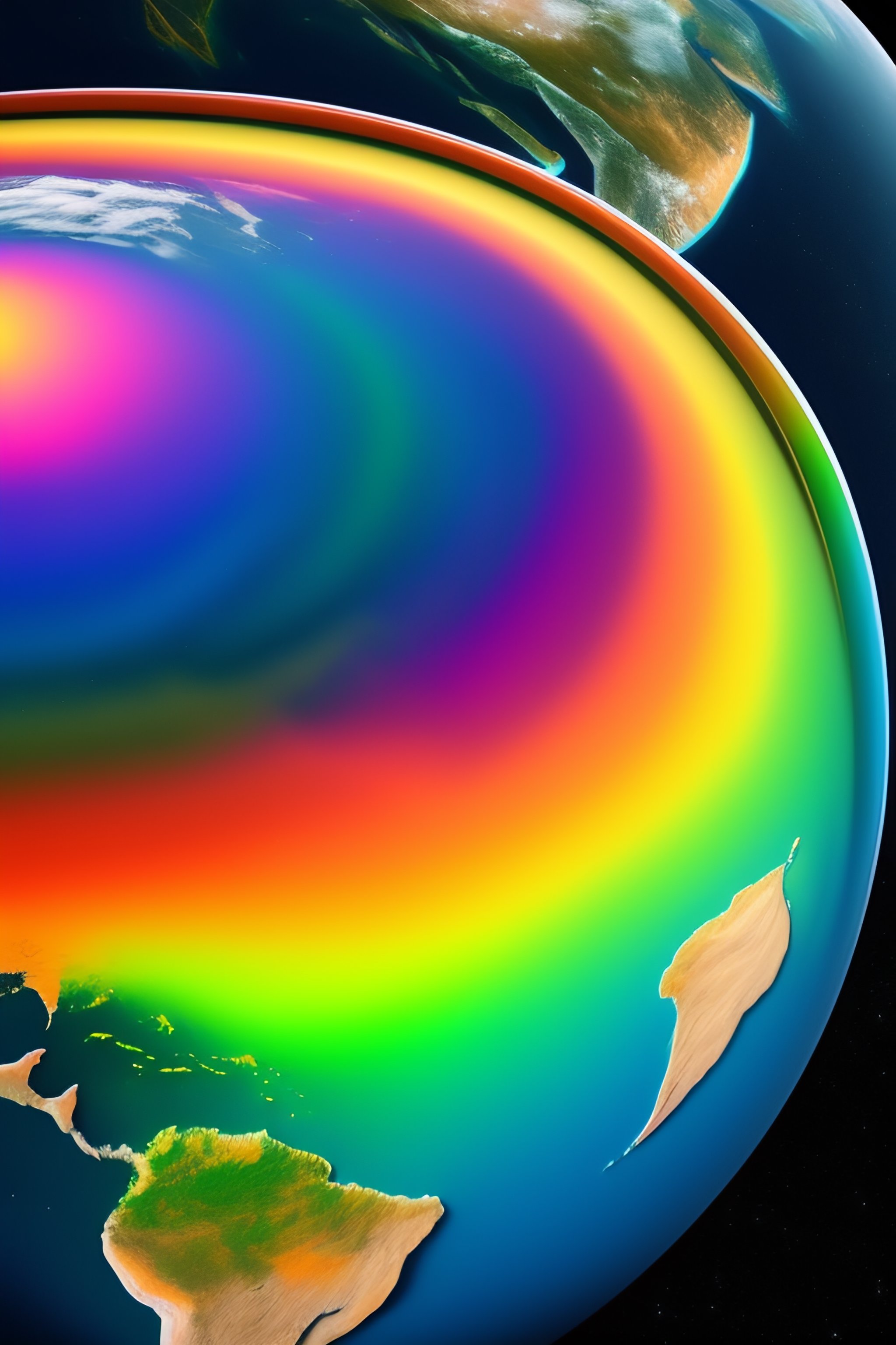 Lexica - The earth from space, but in rainbow colors, pastel colors ...
