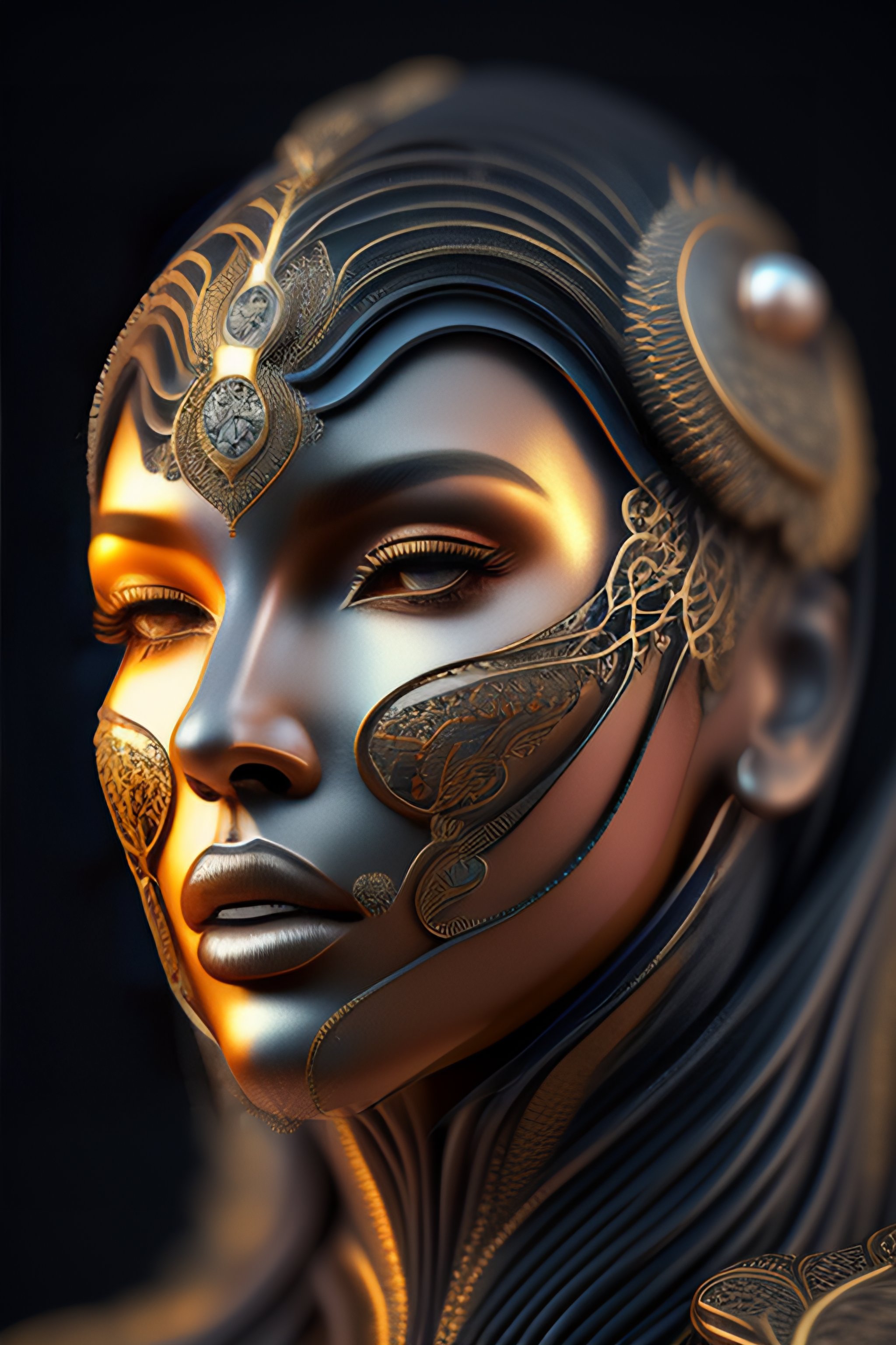 Lexica - Face coming out of a wall complex 3d render ultra detailed of ...