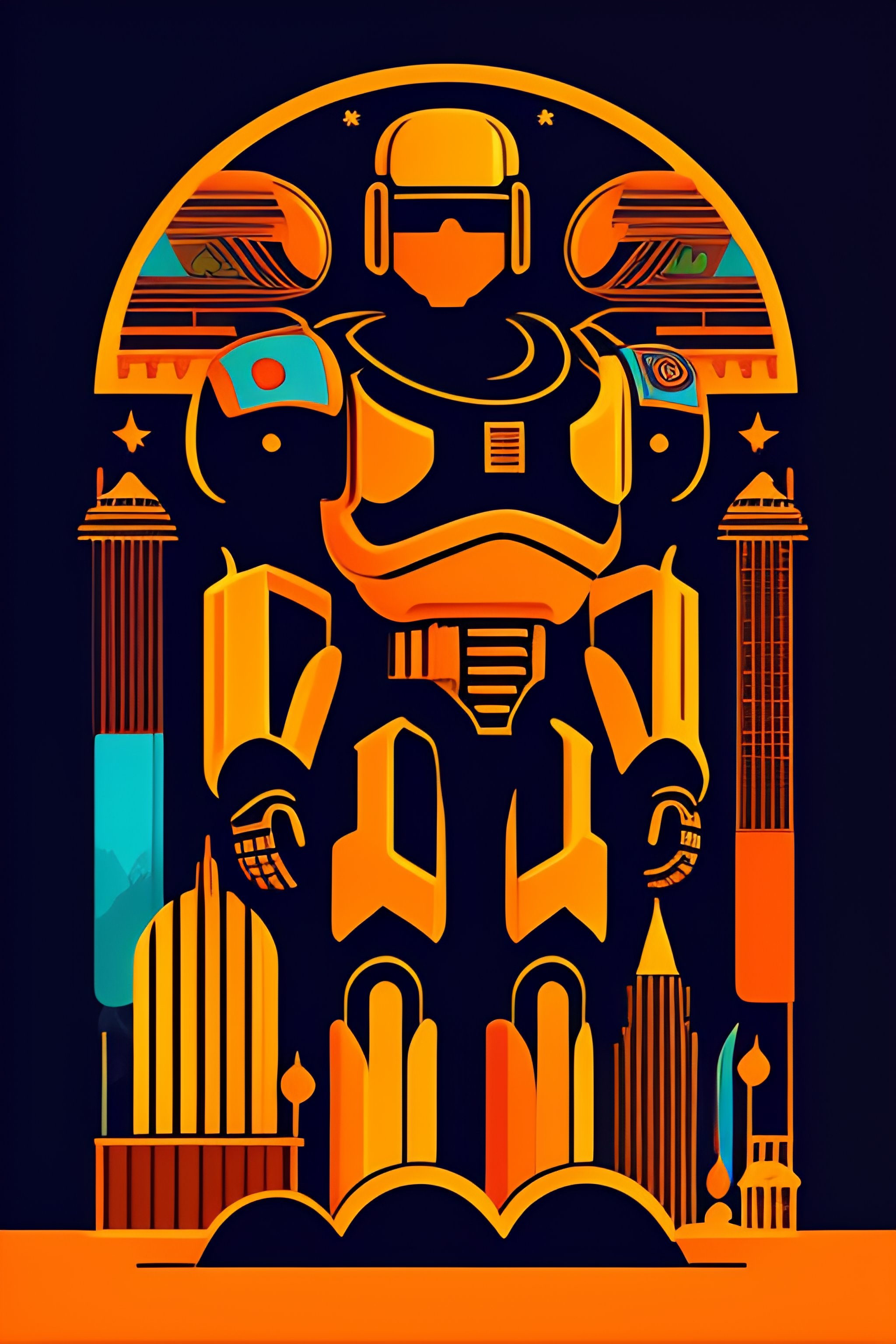 Lexica - Vector flat, flat vector 2D image of robocop inside a small ...