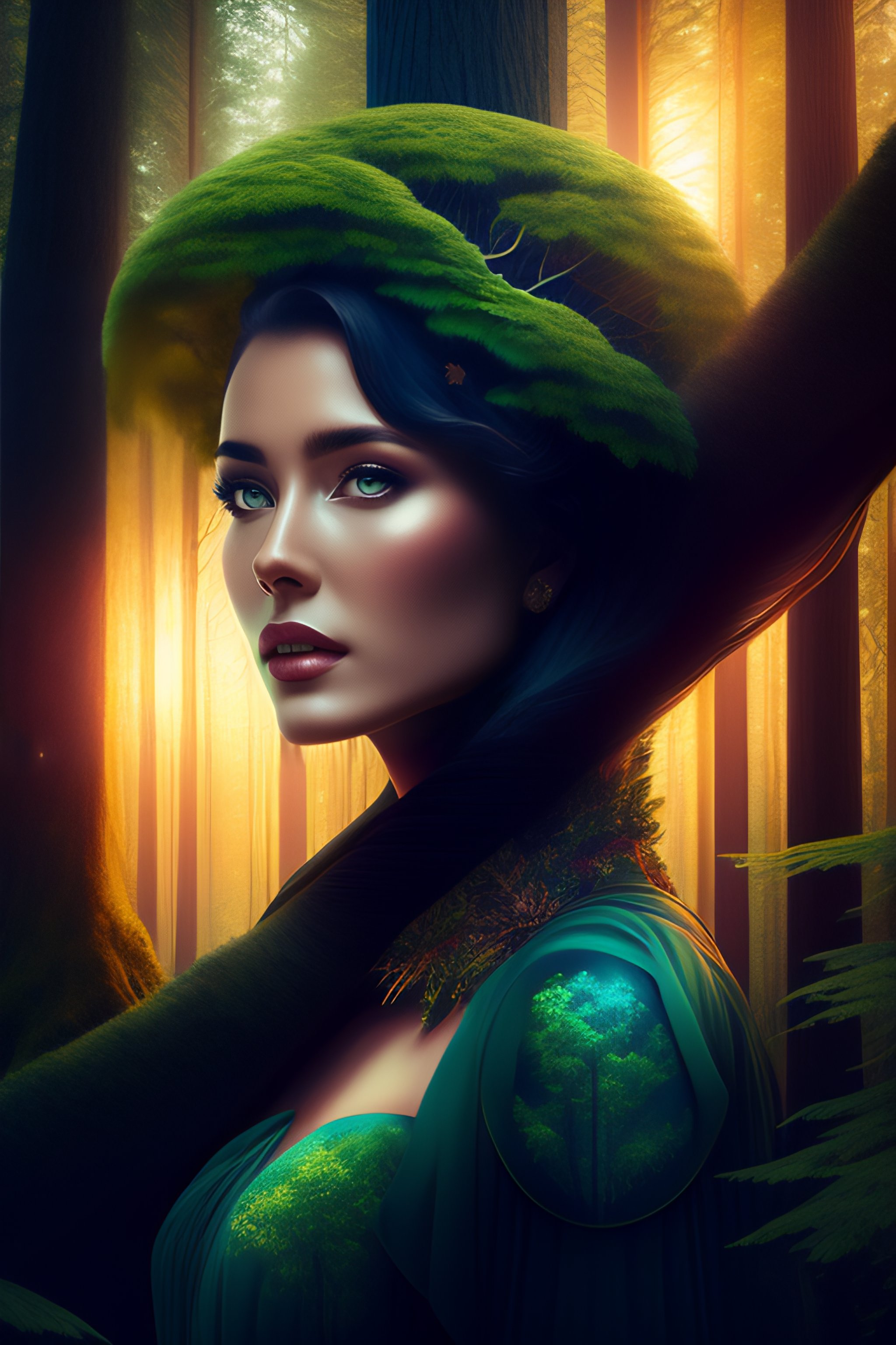 Lexica - A tree in the forest morphing into a beautiful woman ...
