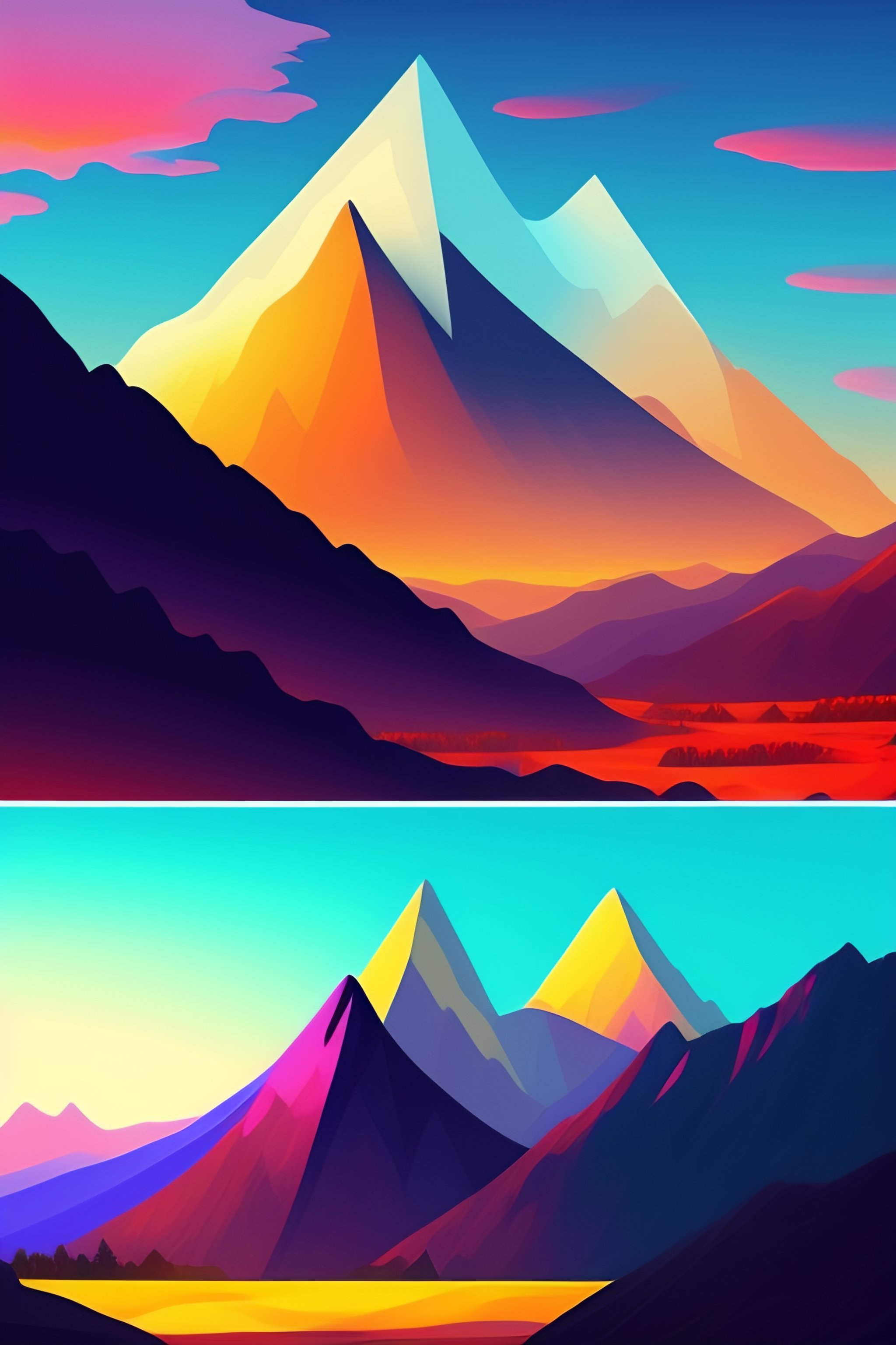 Lexica - For this art style, the mountain could be depicted as a ...