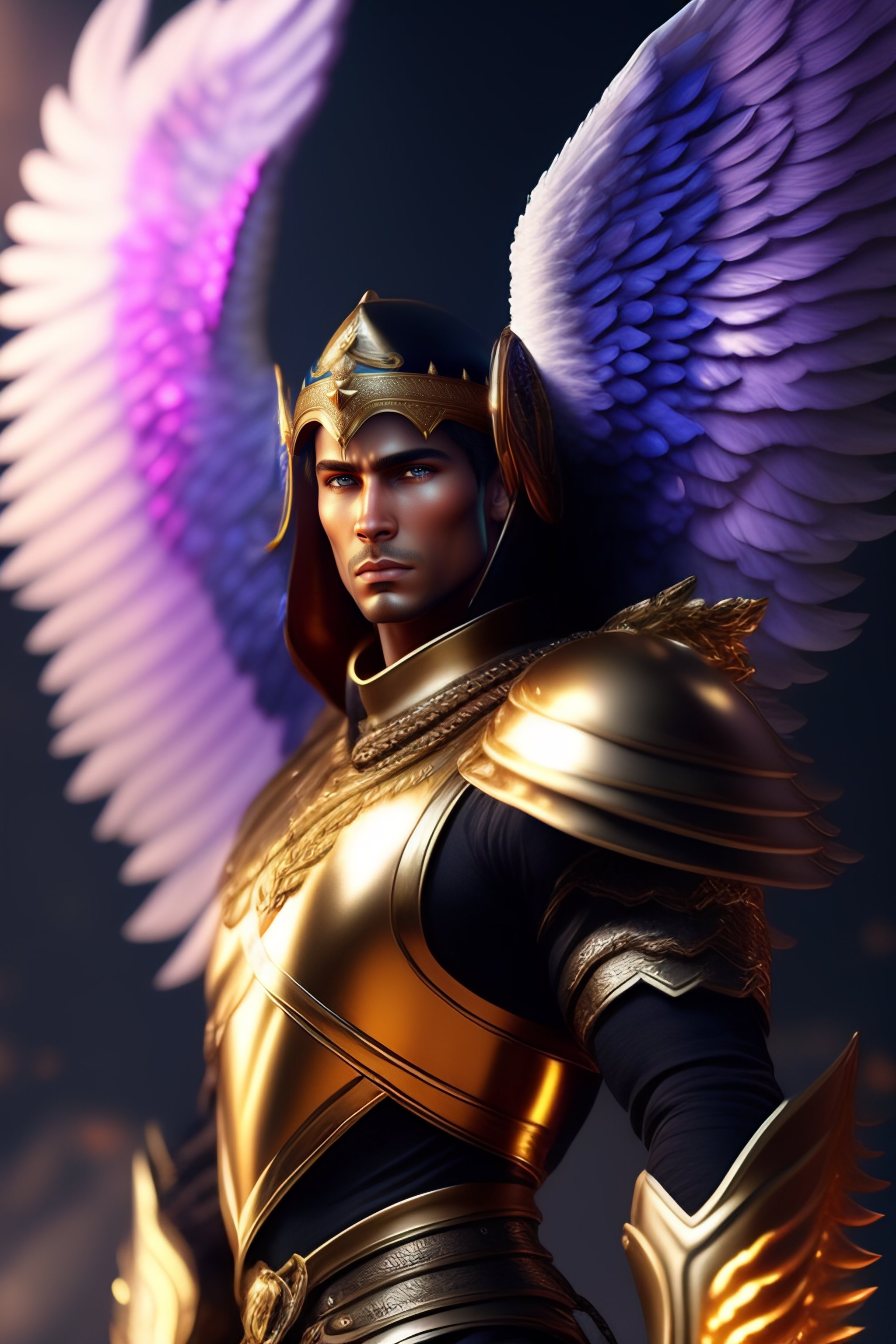 Lexica - Heavenly angel with bright shiny wings, wearing body armor ...