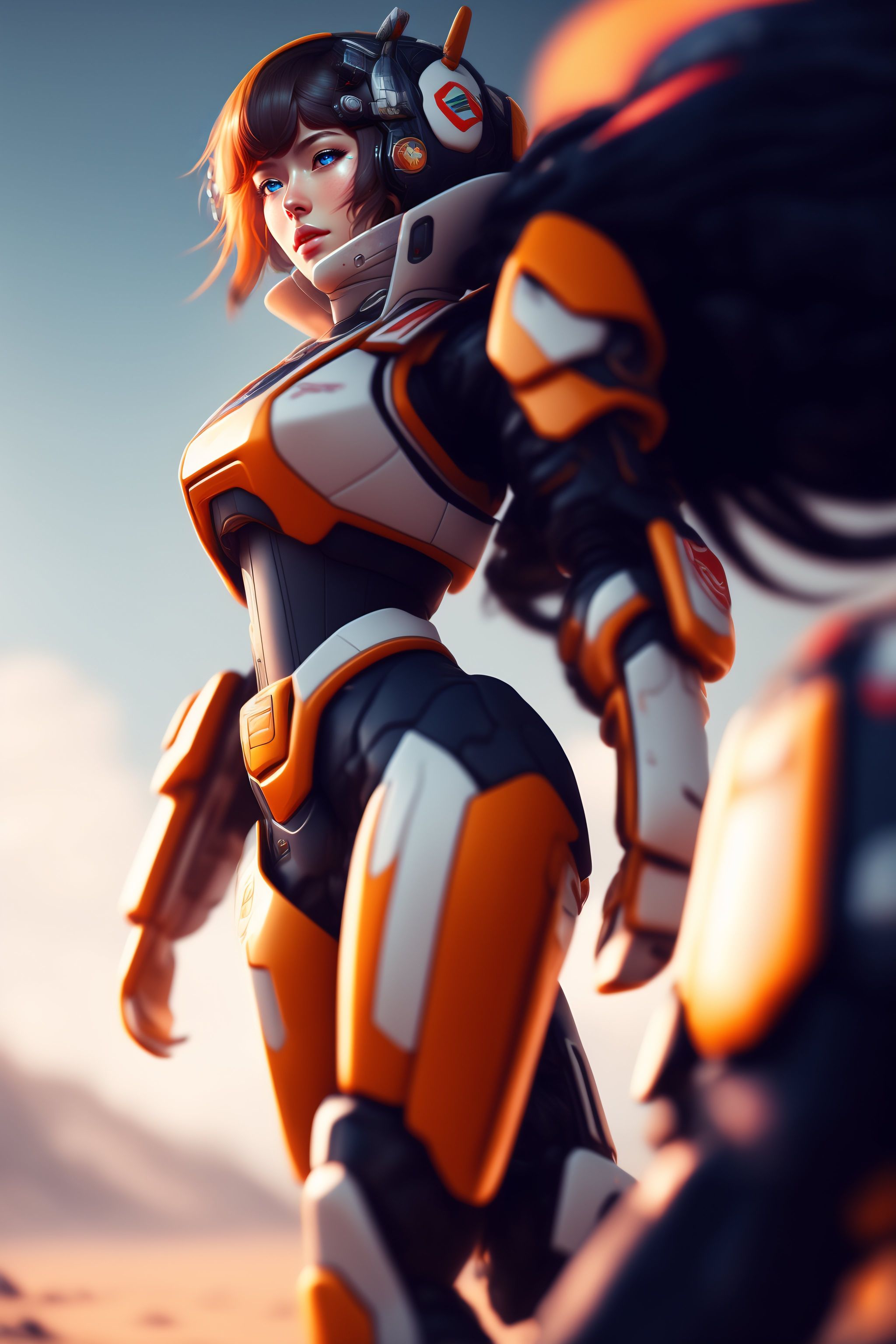 Lexica - Girl wearing gundam mobile suite in the battlefield, intricate ...