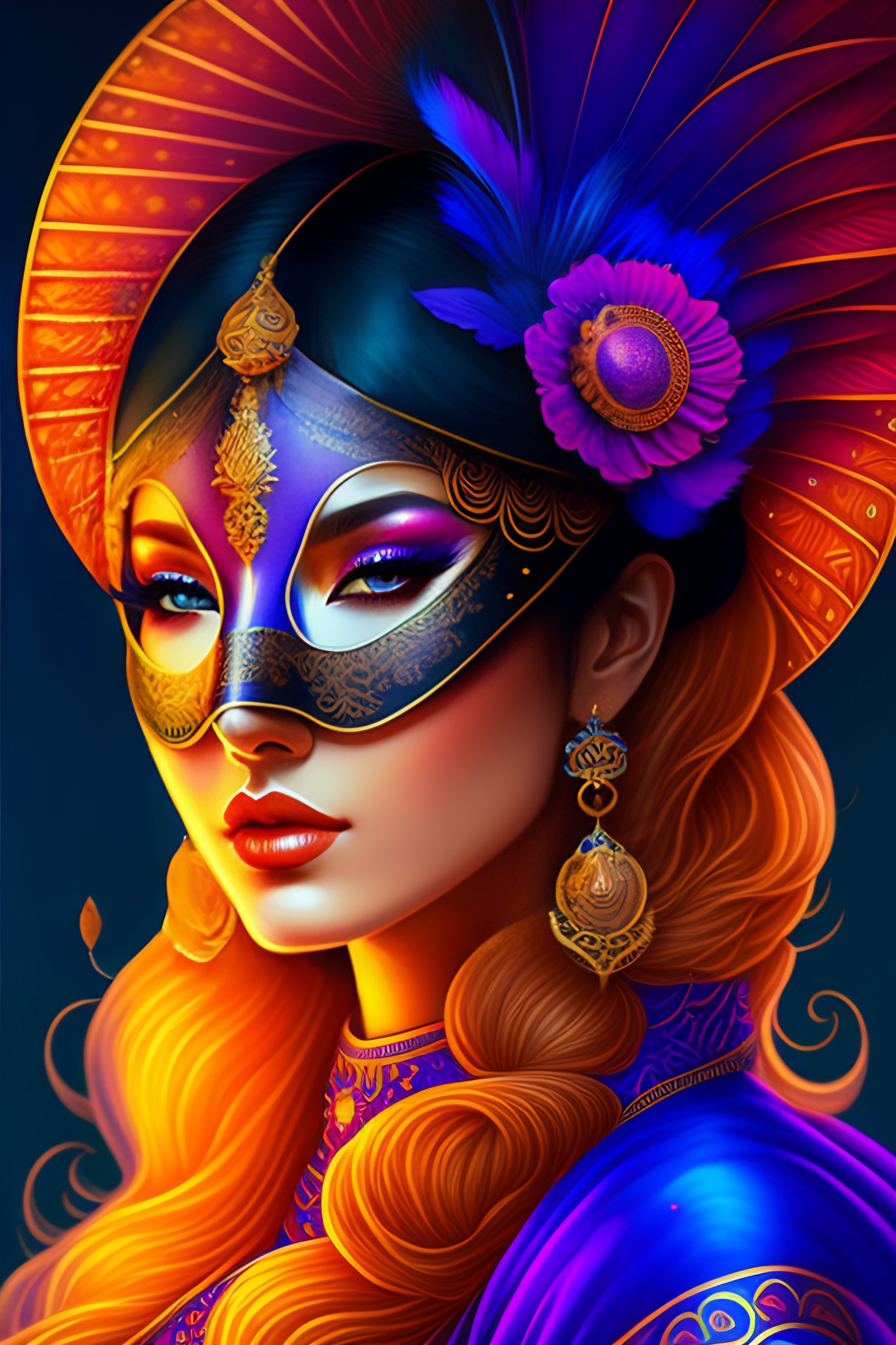 Lexica - Centered detailed portrait of a masked woman wearing a ...
