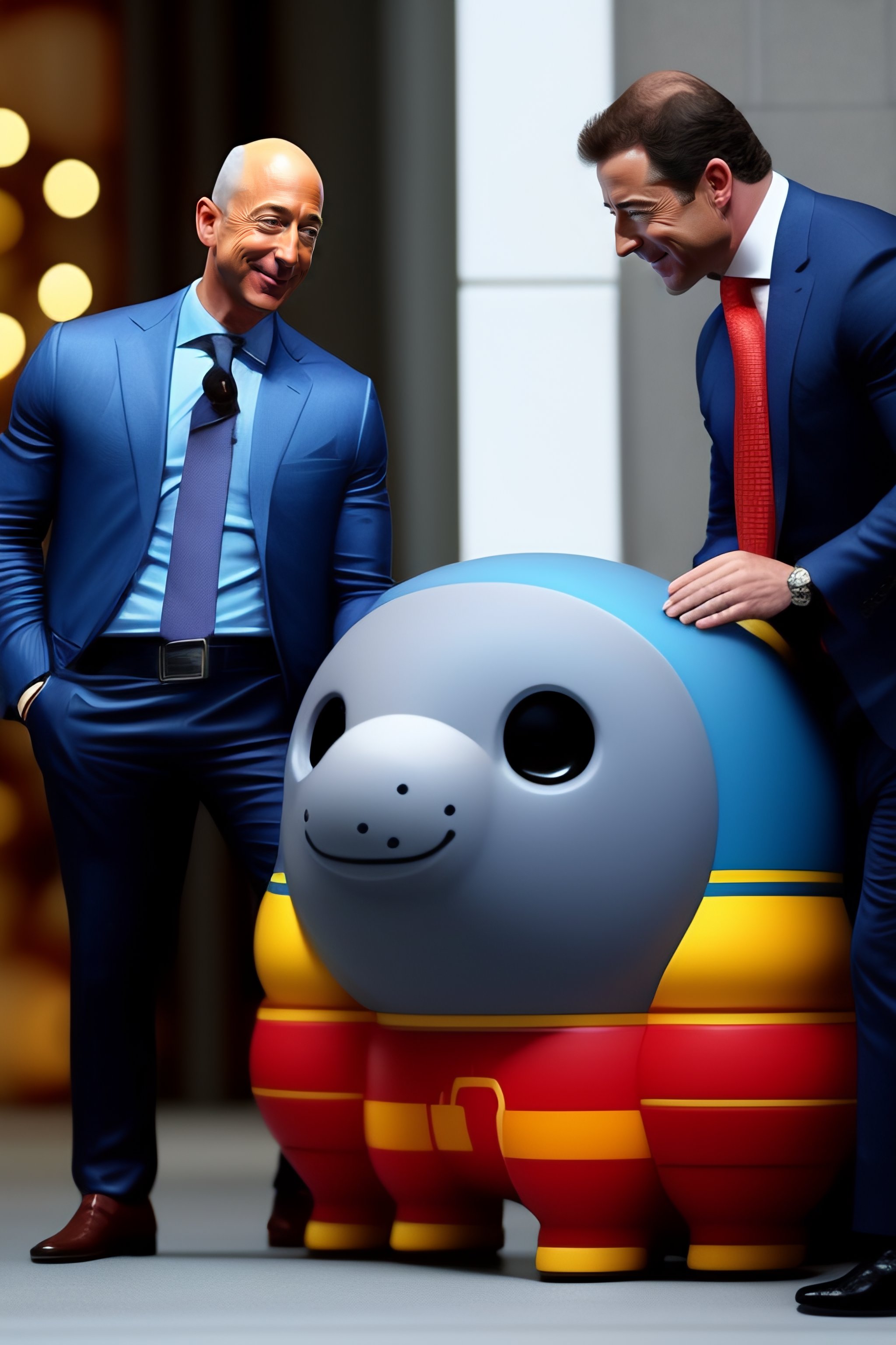 Lexica - Jeff bezos schrunk to dwarf between giant toys. hyperrealistic