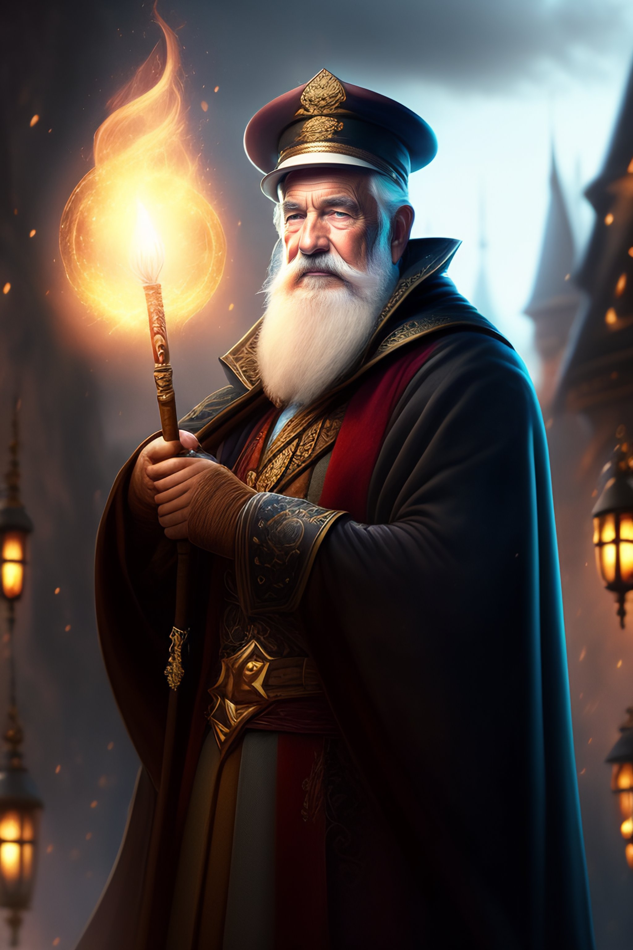 Lexica - Old Dark wizard with wand and big cap