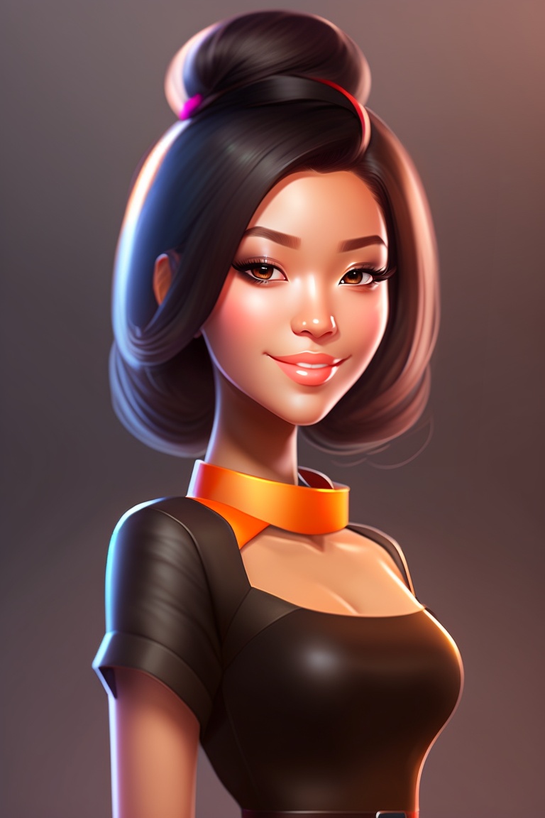 Lexica - Create a stylish female avatar for Behance, with black hair ...