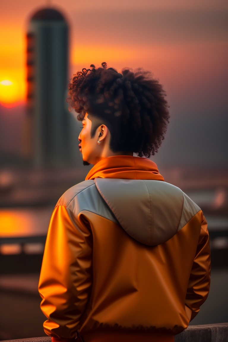 Lexica - A Vietnamese rapper with curly hair, back view, face not ...