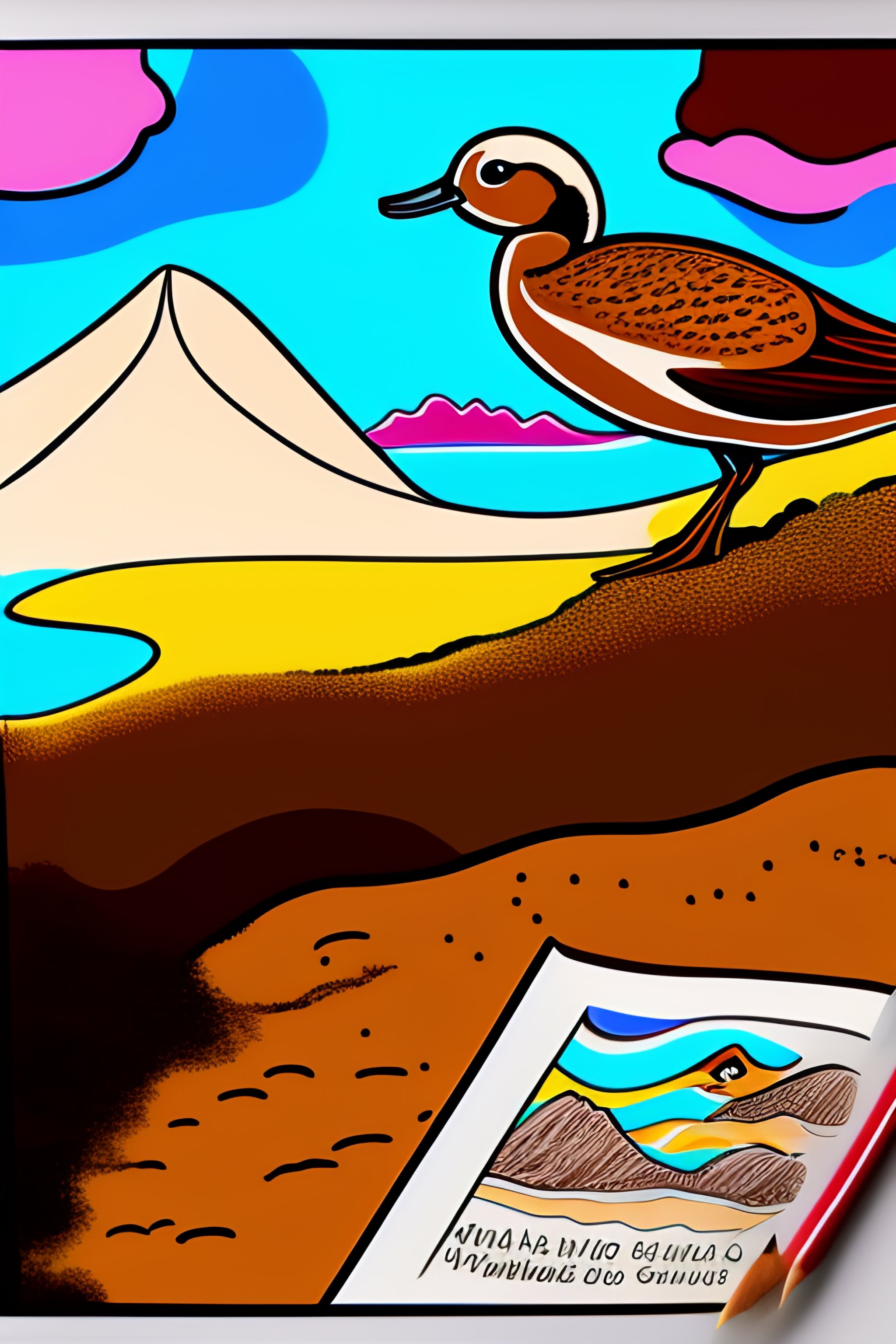 Lexica - Multipage Cartoon drawing comic of a brown widgeon
