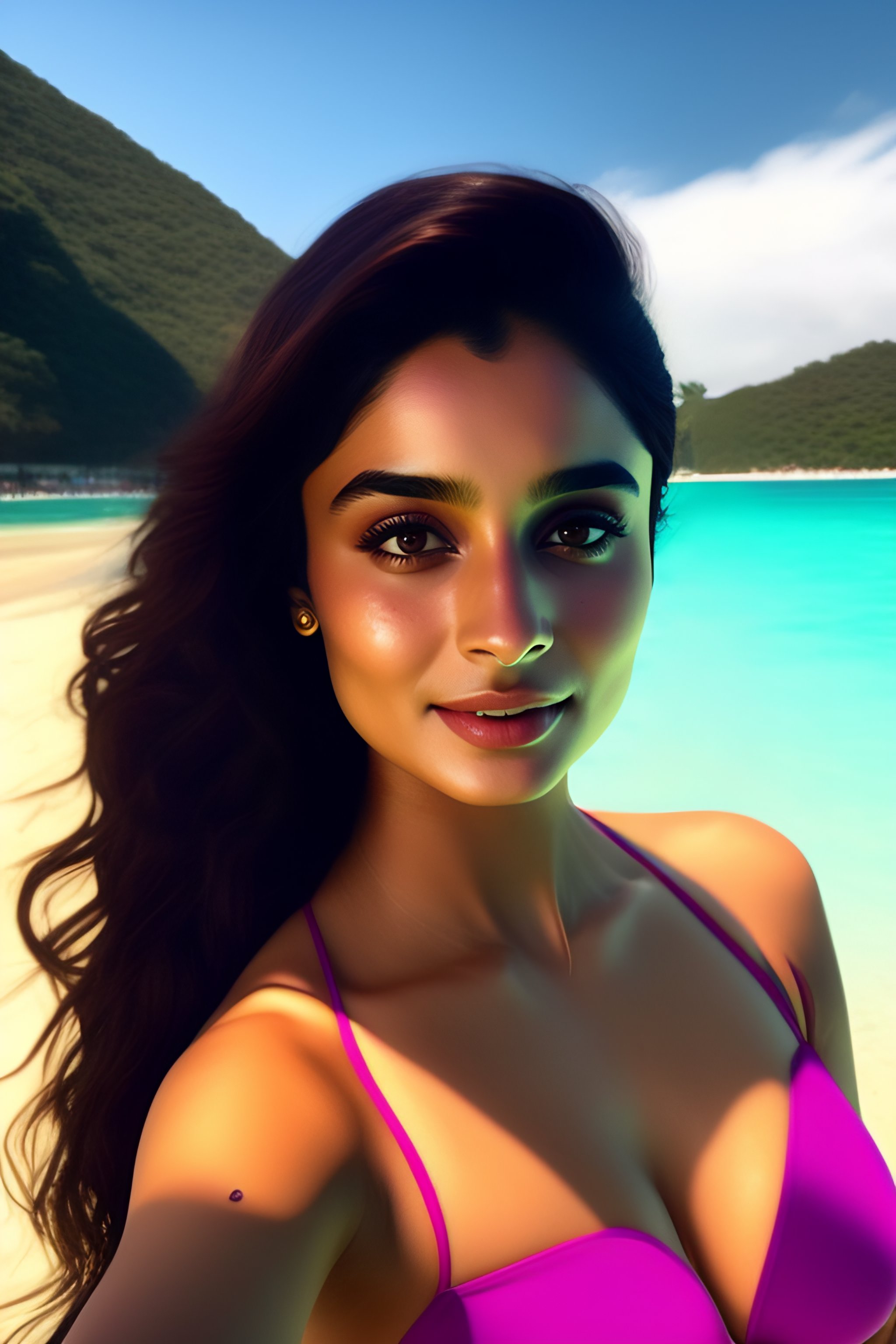 Lexica - Beautiful Alia bhatt in a bikini with freckles on face