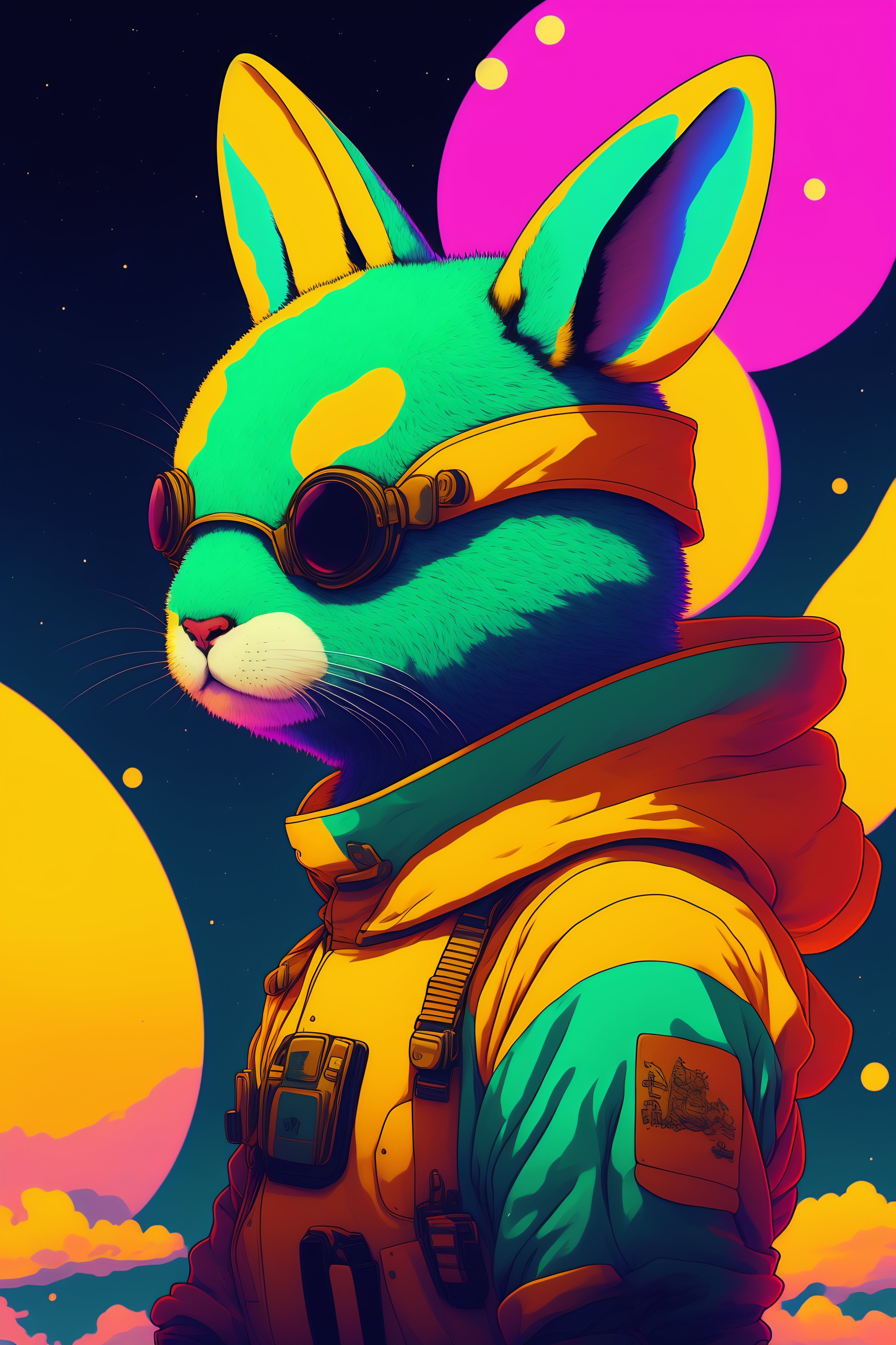 Lexica - Photo of a rabit monster in the space, style of laurie ...