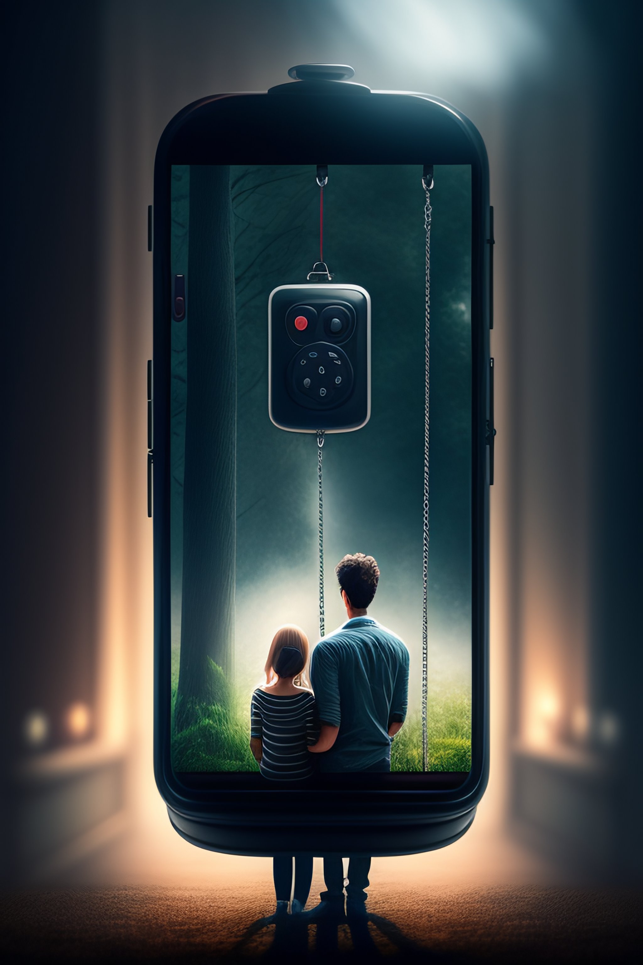 Lexica - A man and a woman in love with a silver red remote control ...