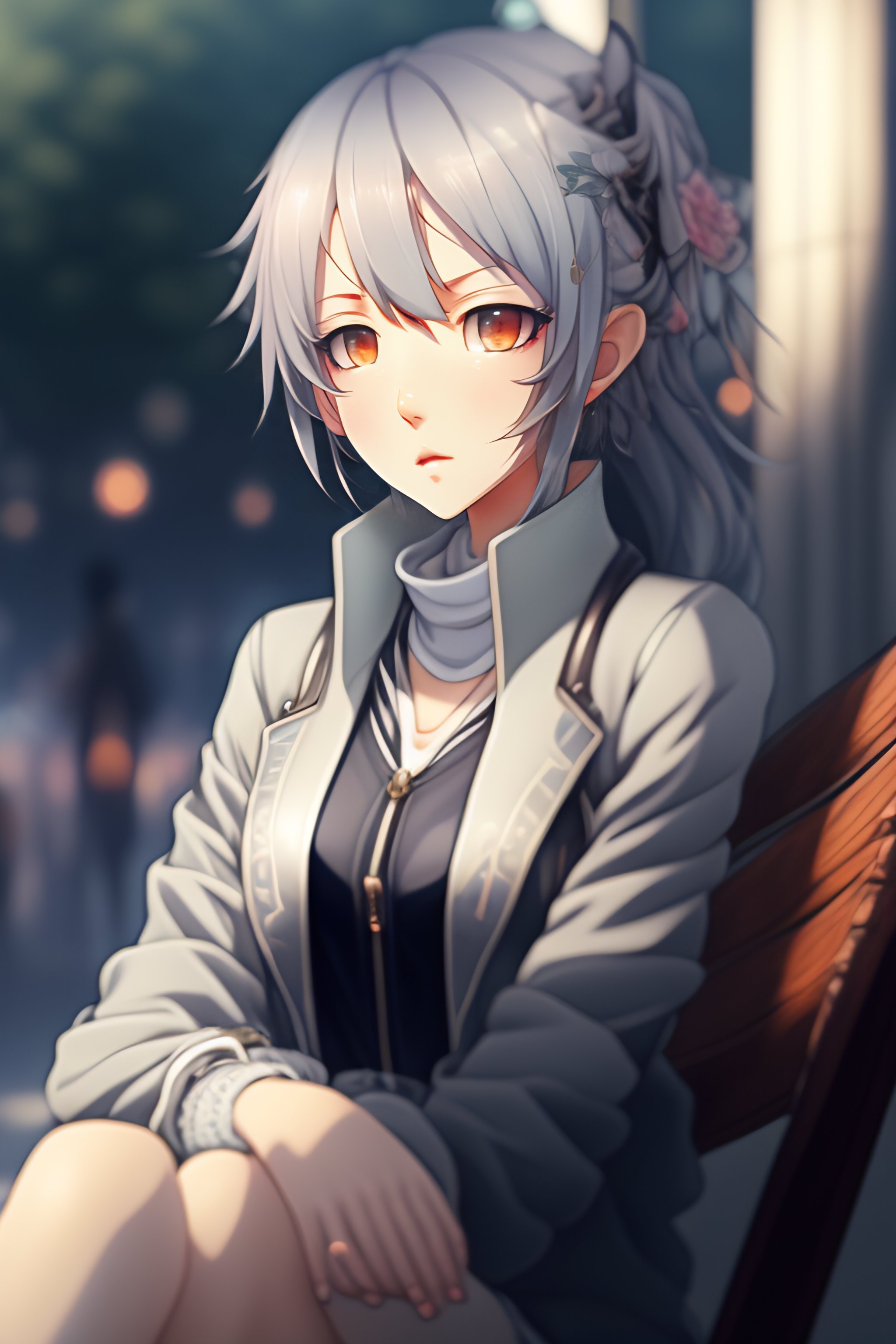 Lexica - Light gray hair, short hair, female, slender, kind, ephemeral,  pixiv, anime, Japanese anime, recent Japanese anime, Japanese anime-style  lin