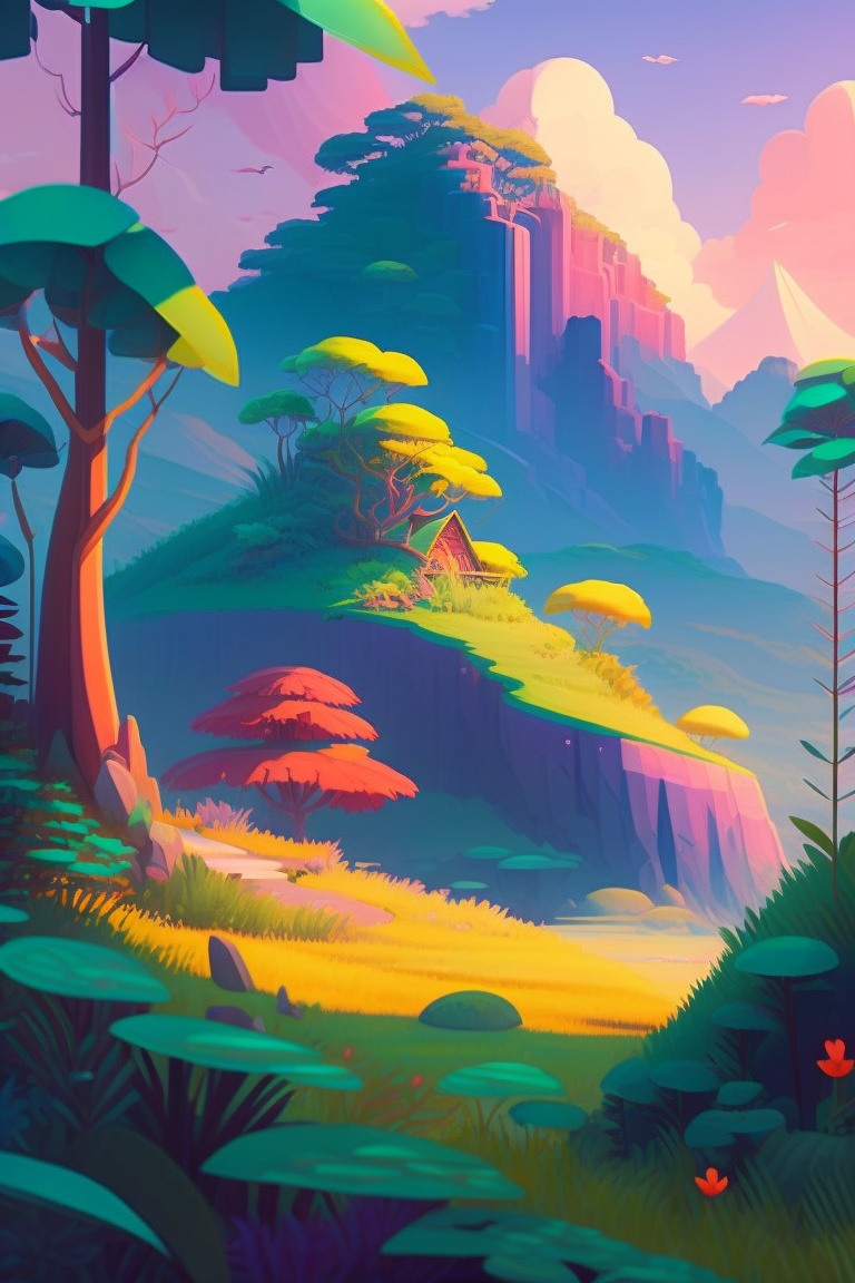 Lexica - Lush jungle in foreground, plains and mesas in background ...