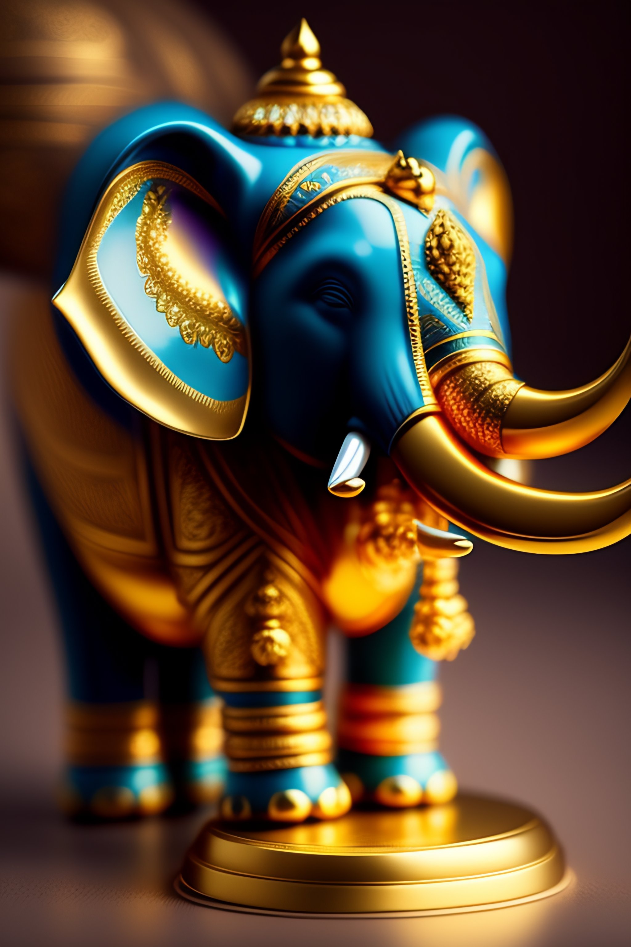 Lexica - Elephant toy, goddess with golden (gold) skin with
