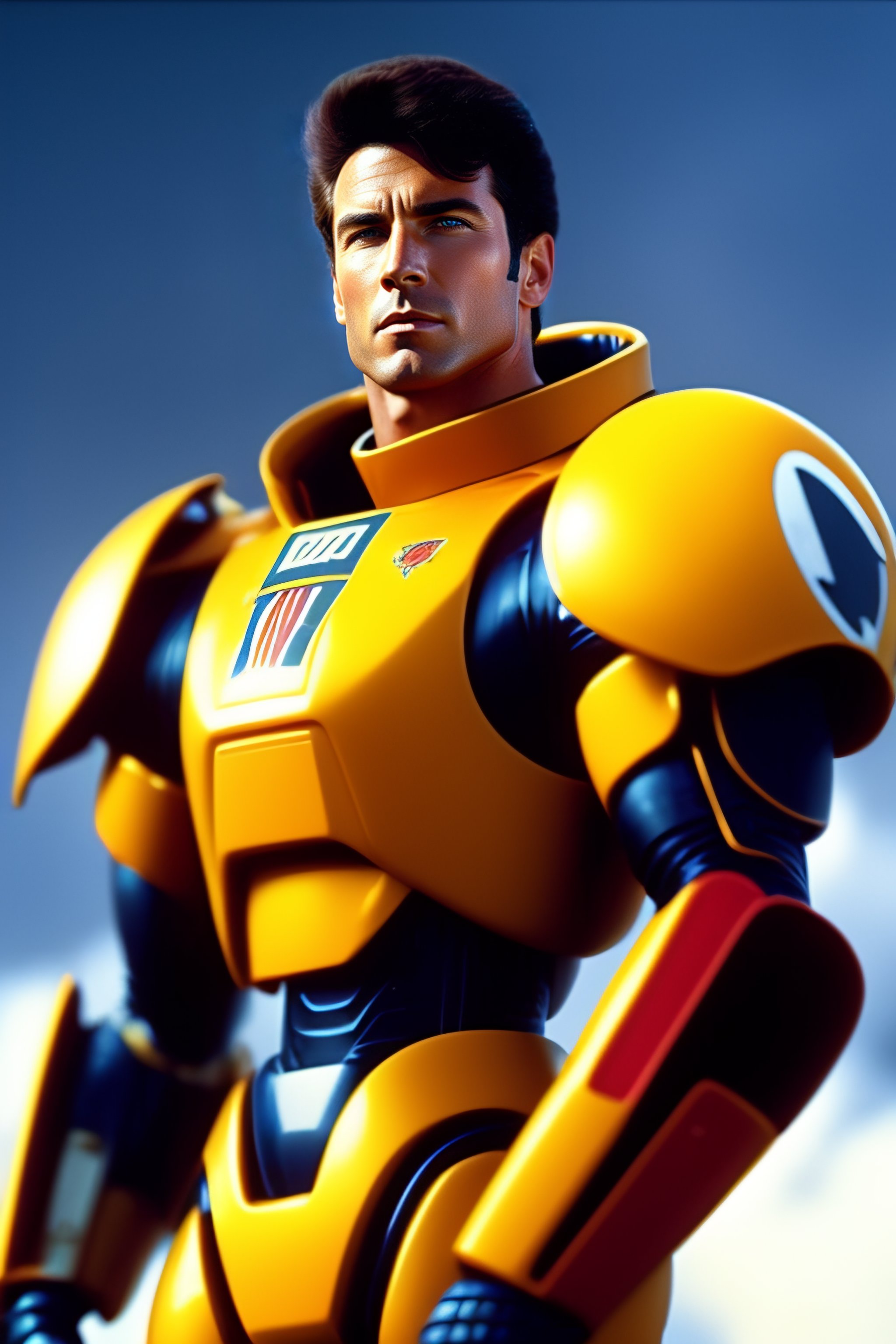 Lexica - Portrait of Brad Pit as Rick Hunter in a Robotech live action ...