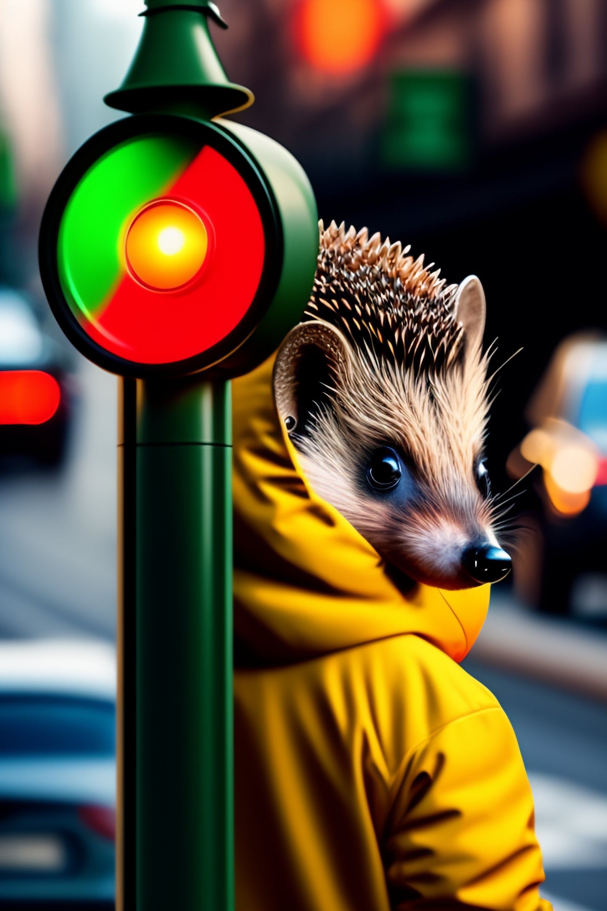 Lexica - A hedgehog waits at a set of traffic lights, Hedgehog is ...