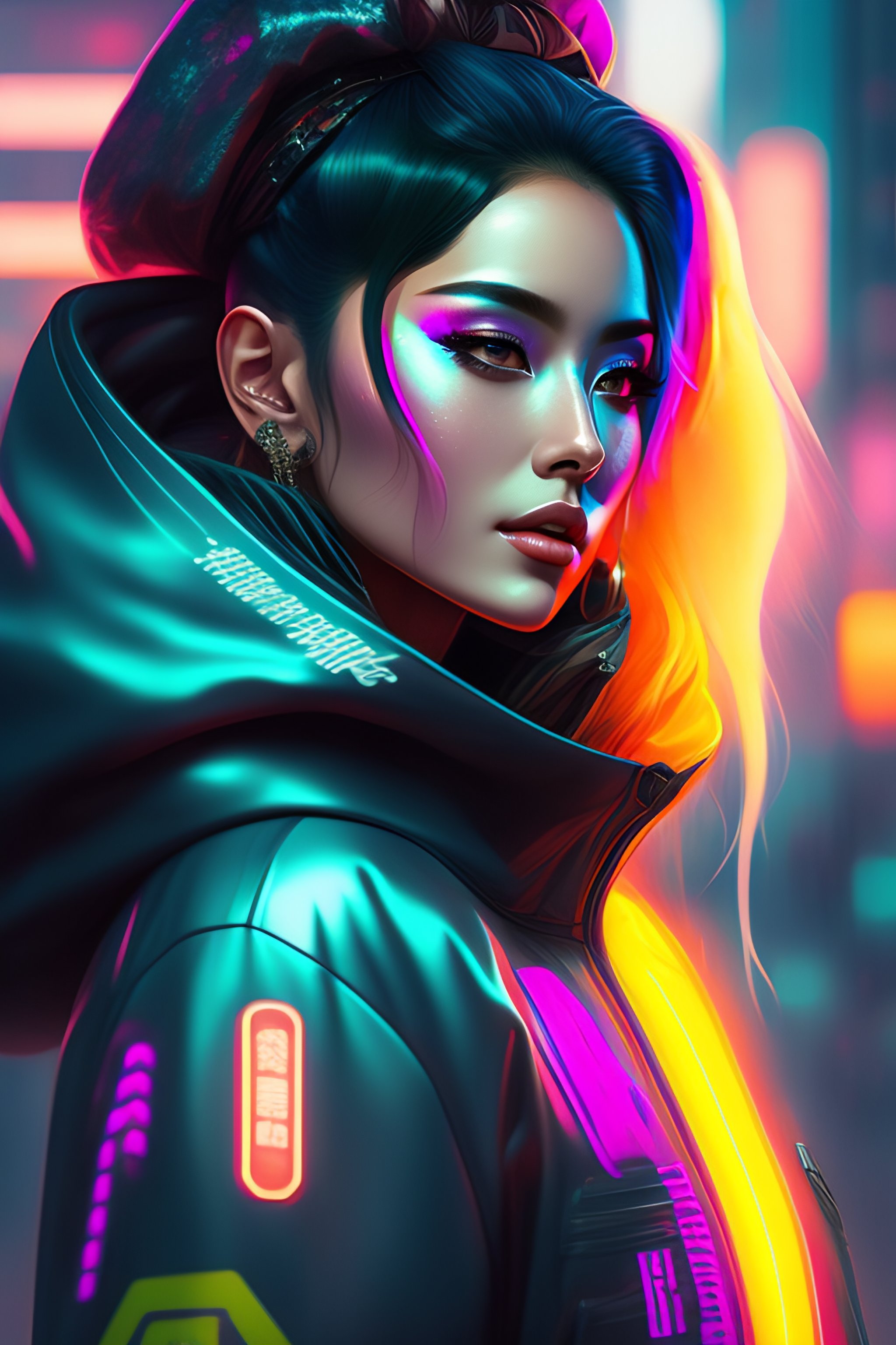 Lexica - Detailed portrait Neon cleaner woman, lady gaga, cyberpunk ...