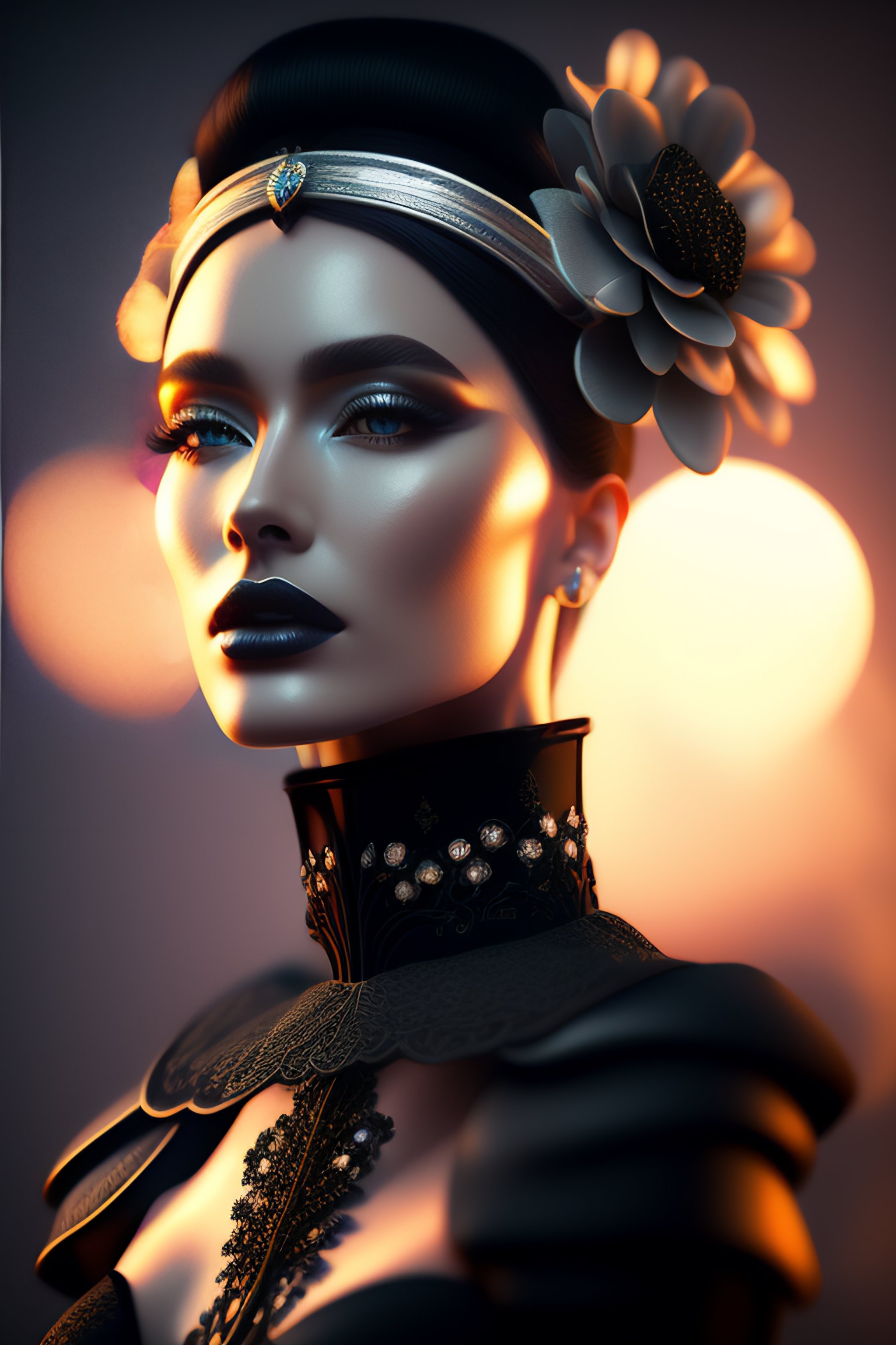 Lexica Dreamy surreal poetic black and white 3D render of a beautiful