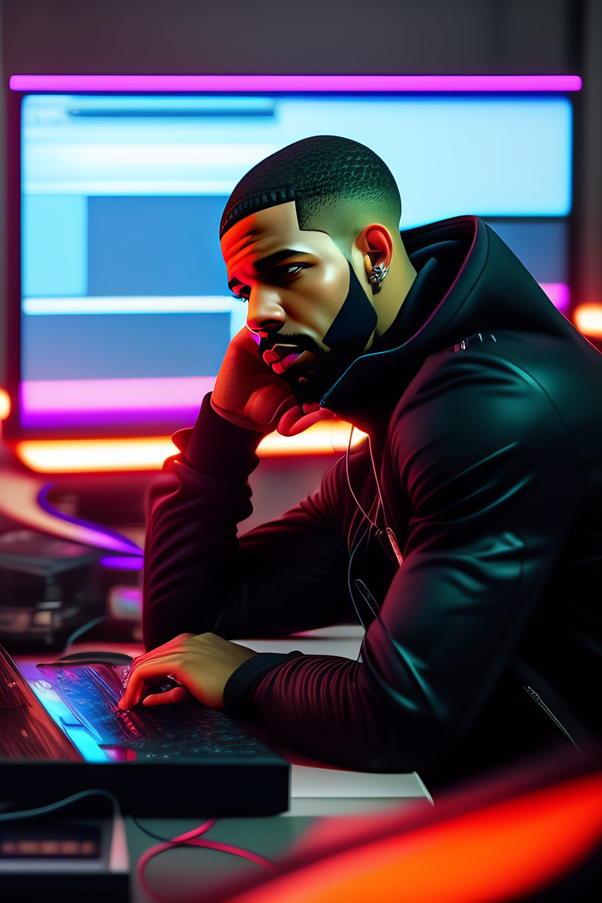 Lexica - “ drake hacking a computer, very epic, digital art, cyber punk ...