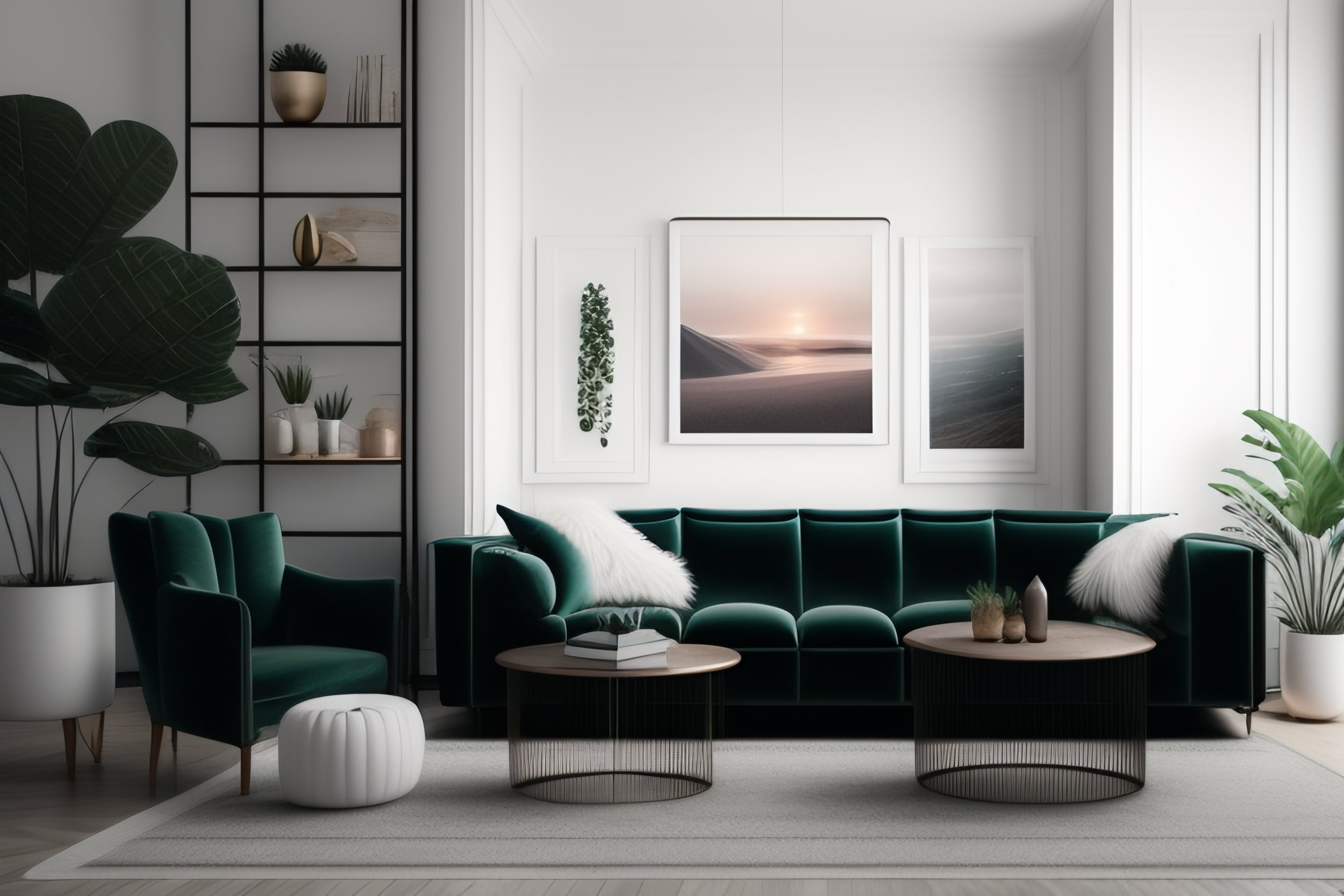 Lexica A minimalist boho mockup photo with large blank frame, in a