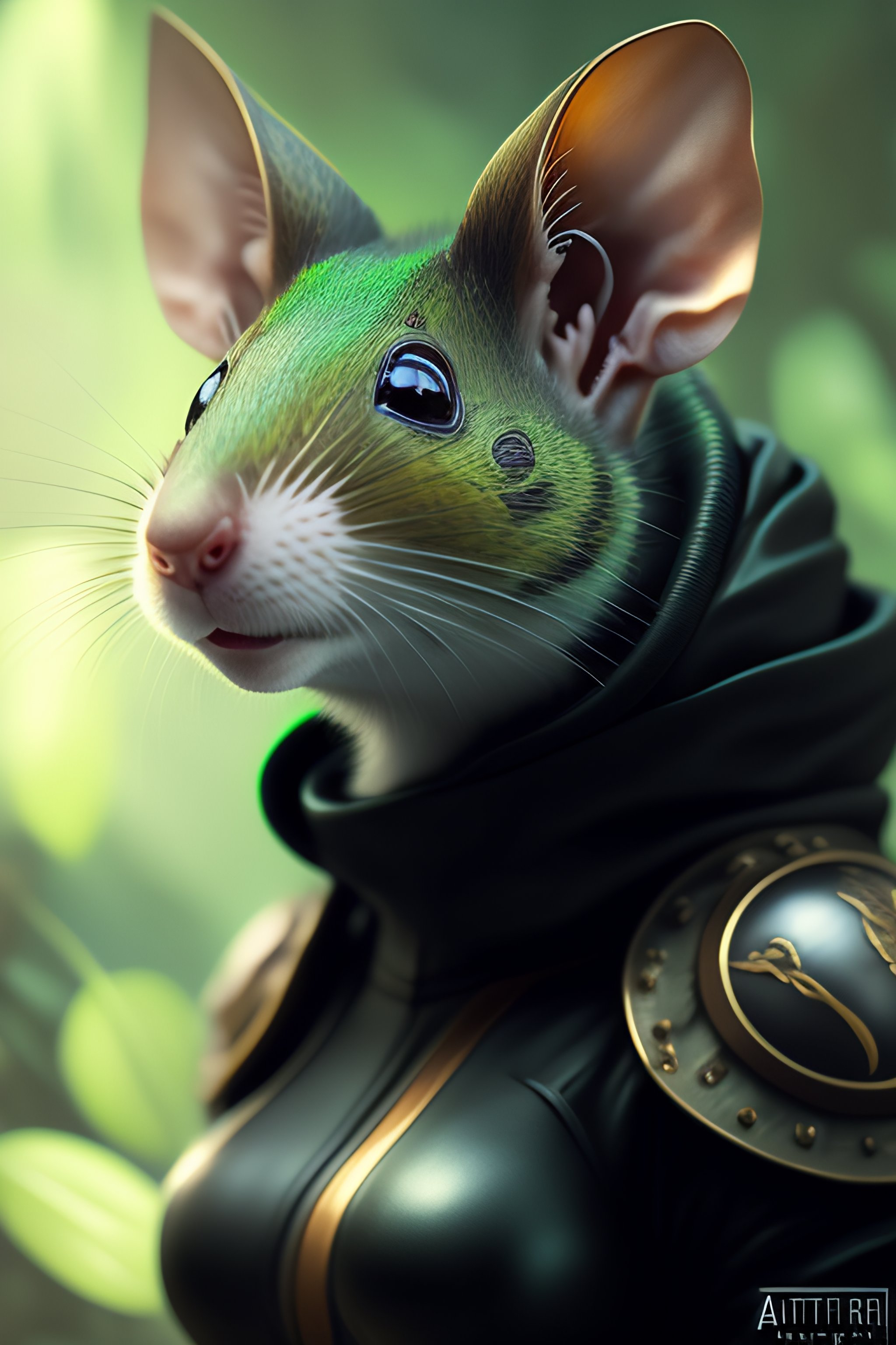 Lexica - Portrait painting of a cybernetic green rat with power armor ...
