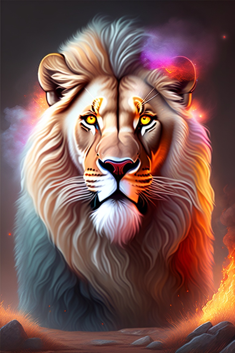 Lexica - Sound with lion , fire , runes , magical lucky symbol