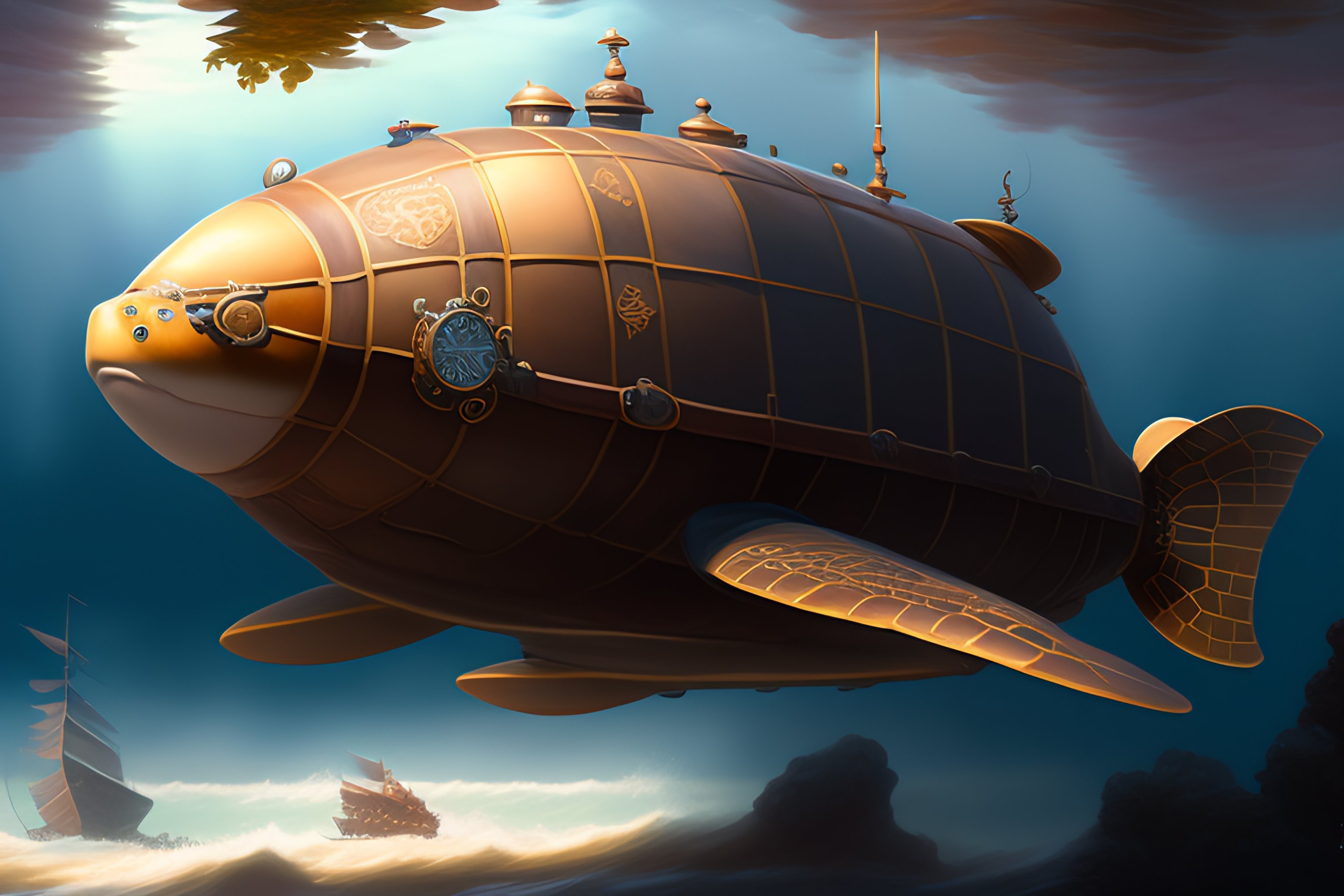 Lexica - A steampunk submarine in the shape of a sea turtle, by justin ...