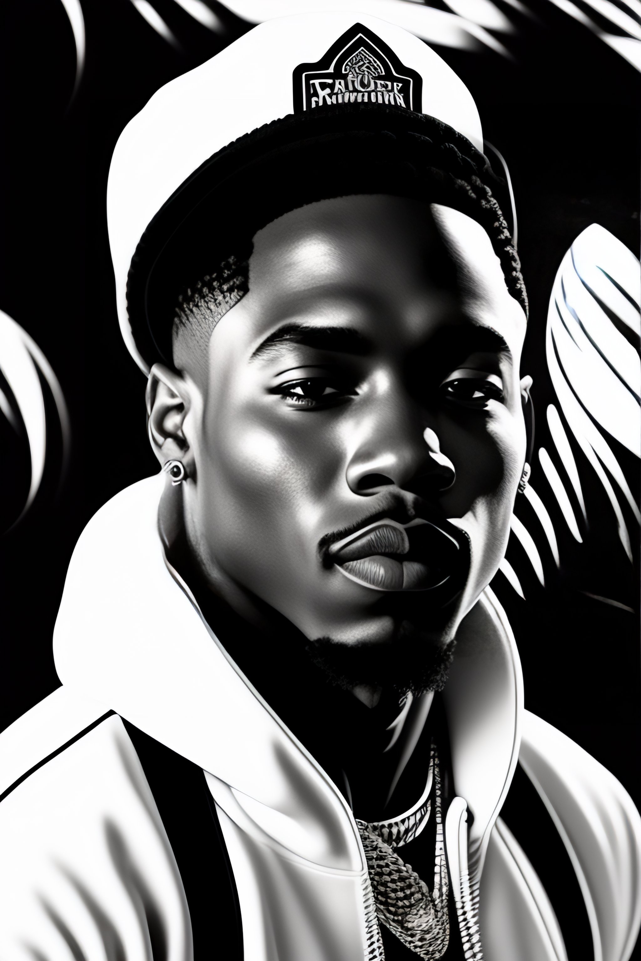 Lexica - Black and white coloring book page of rapper