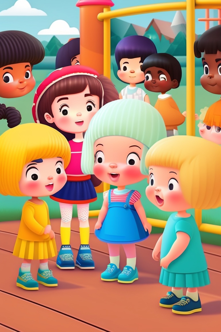 Lexica - Group of small girls talking to eachother in the playground ...