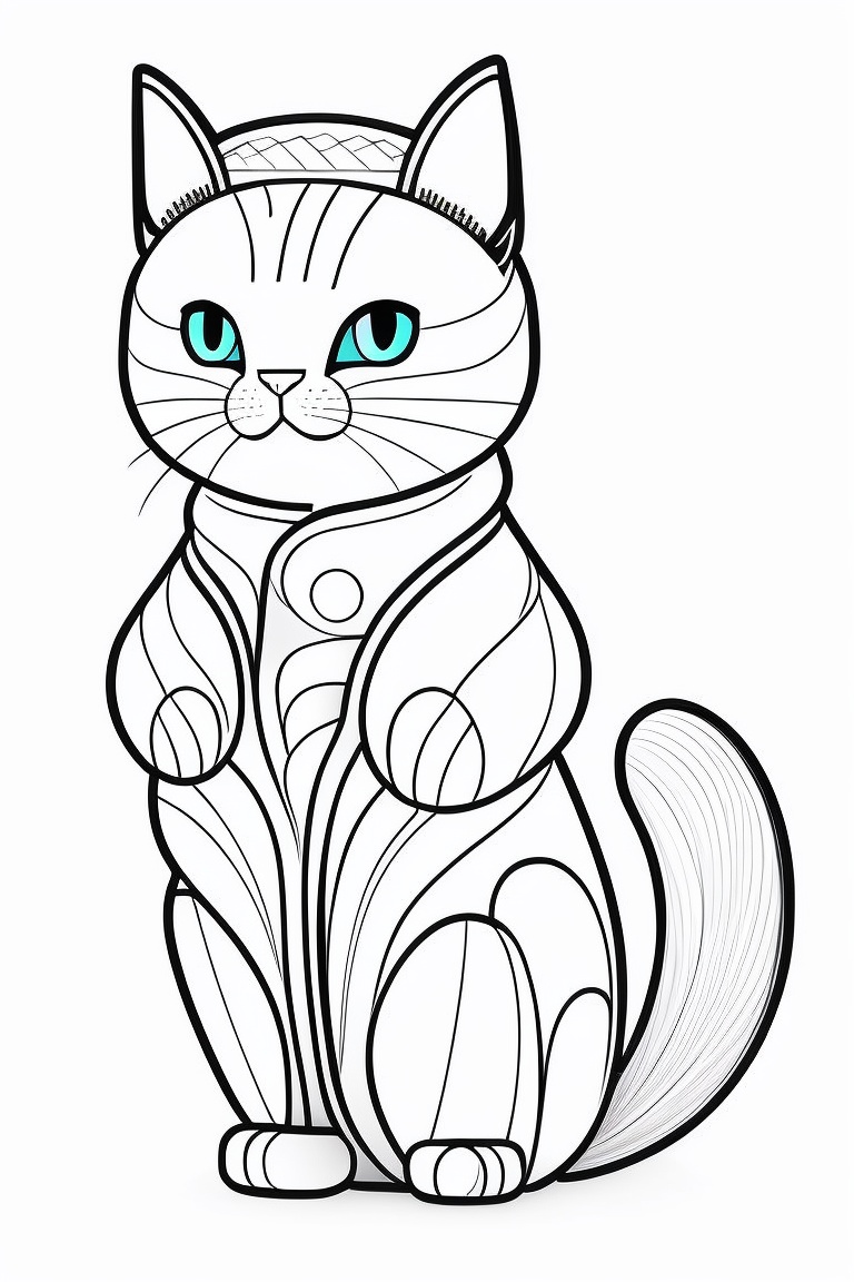 Lexica - Cat style coloring book for kids , outline art, drawing ...