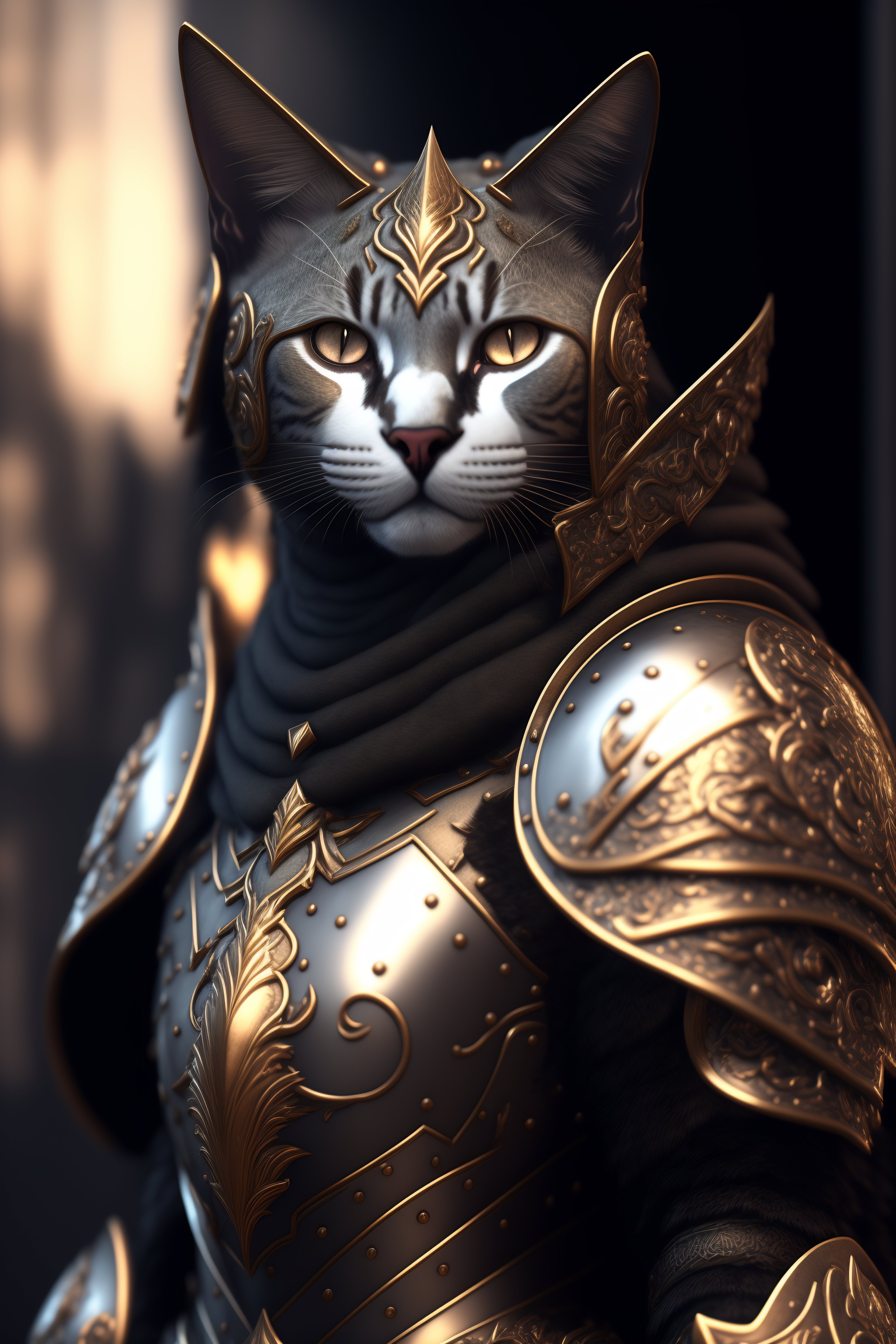 Lexica Cat in armor knight Conceptual art portrait highly detailed