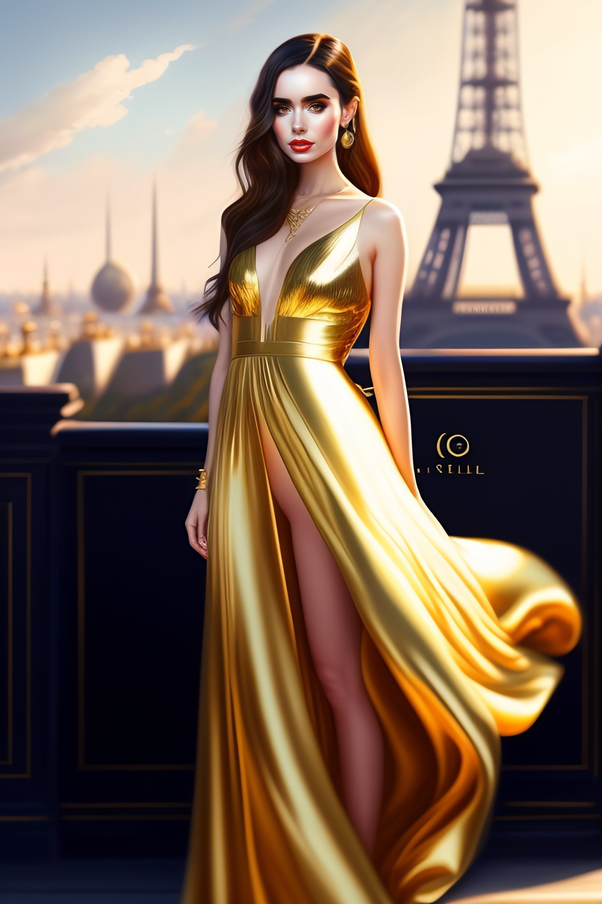 slim fit dress slacks Lily Collins Golden Coat Emily in Paris Season 3 – Vintage Jacket main image 1