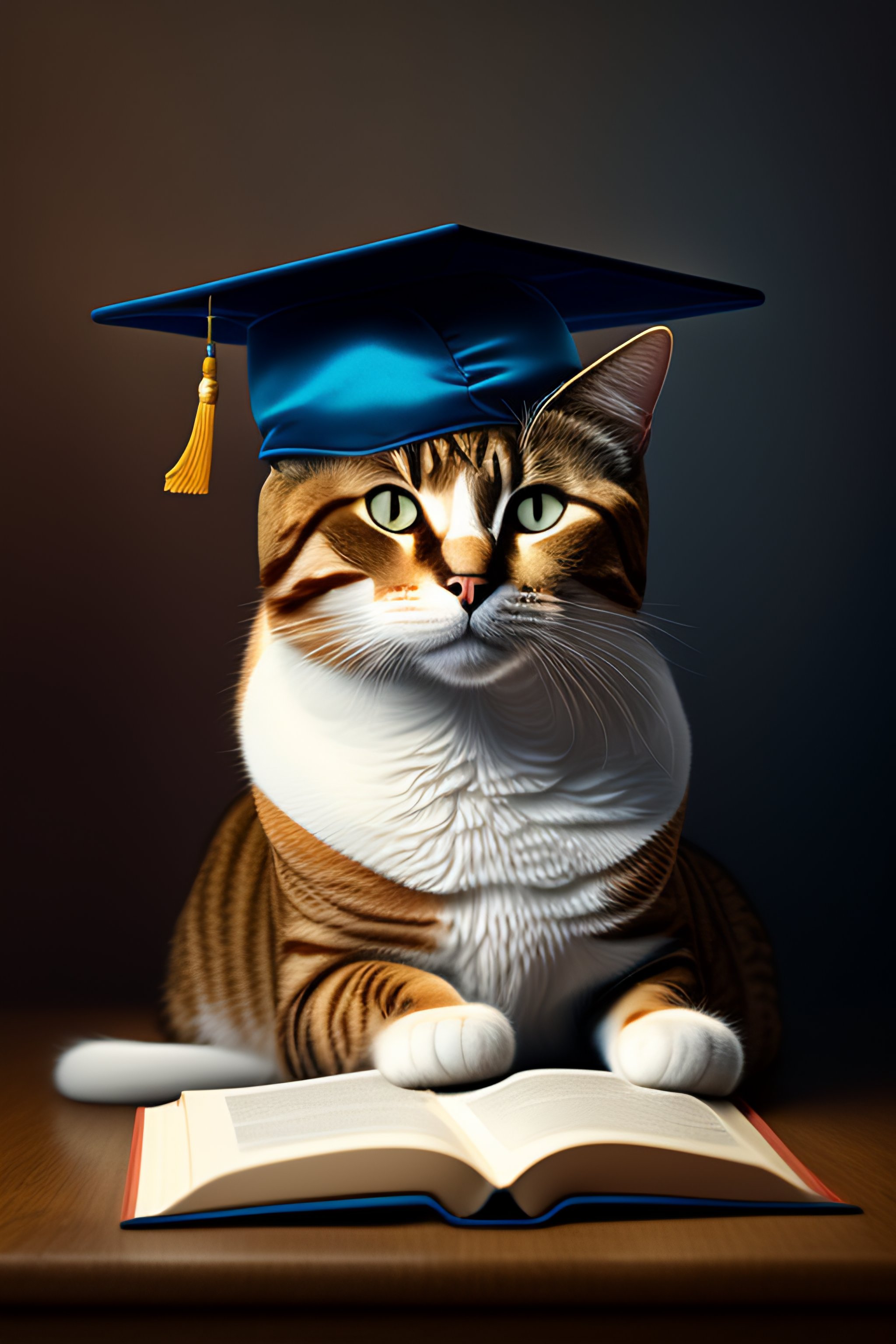 Lexica - Cat, study, graduation hat, book