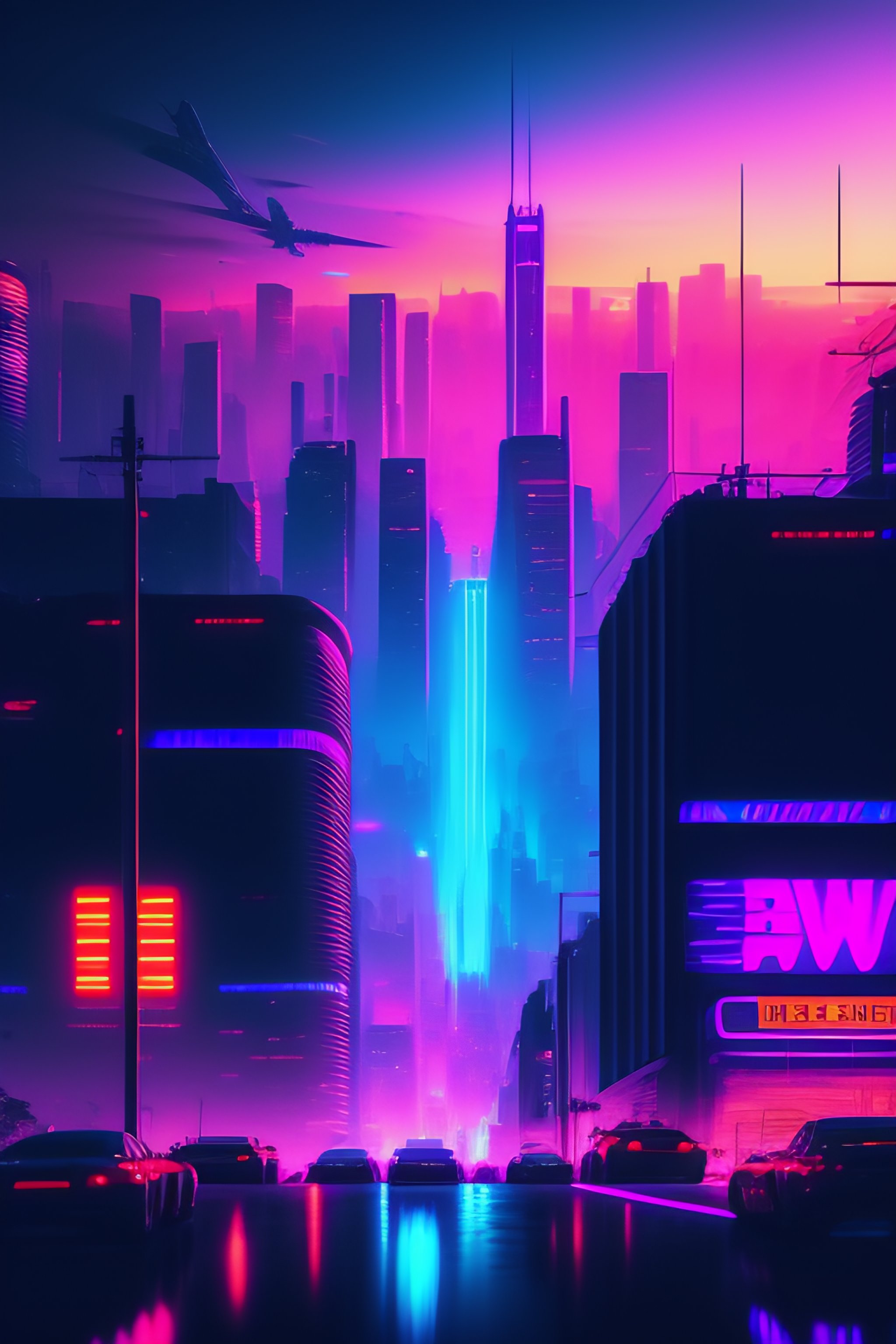 Lexica - Epic battleground, beautiful synthwave city painting, digital ...