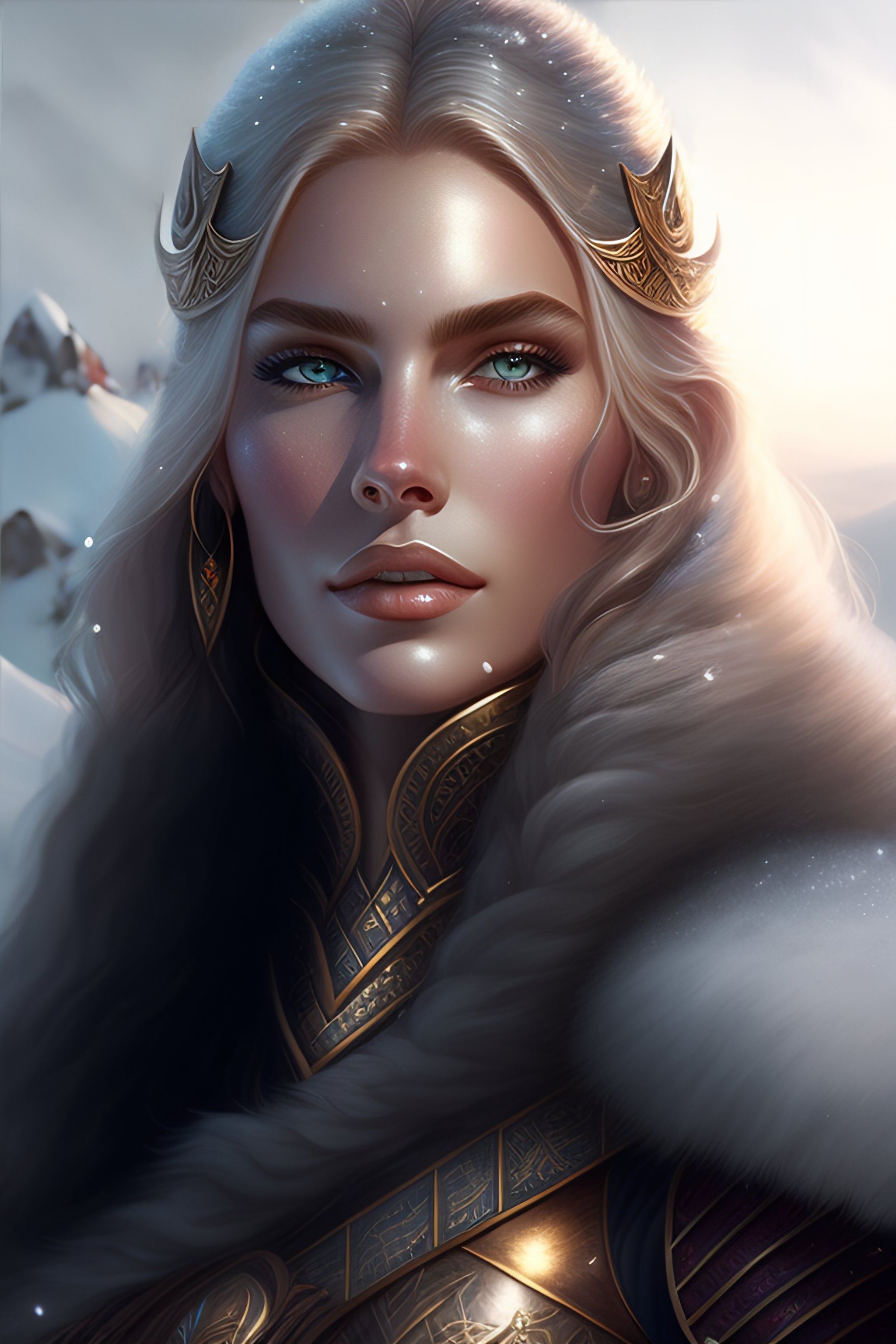 Lexica - Opal viking warrior, regal, elegant, winter, snow, beautiful ...