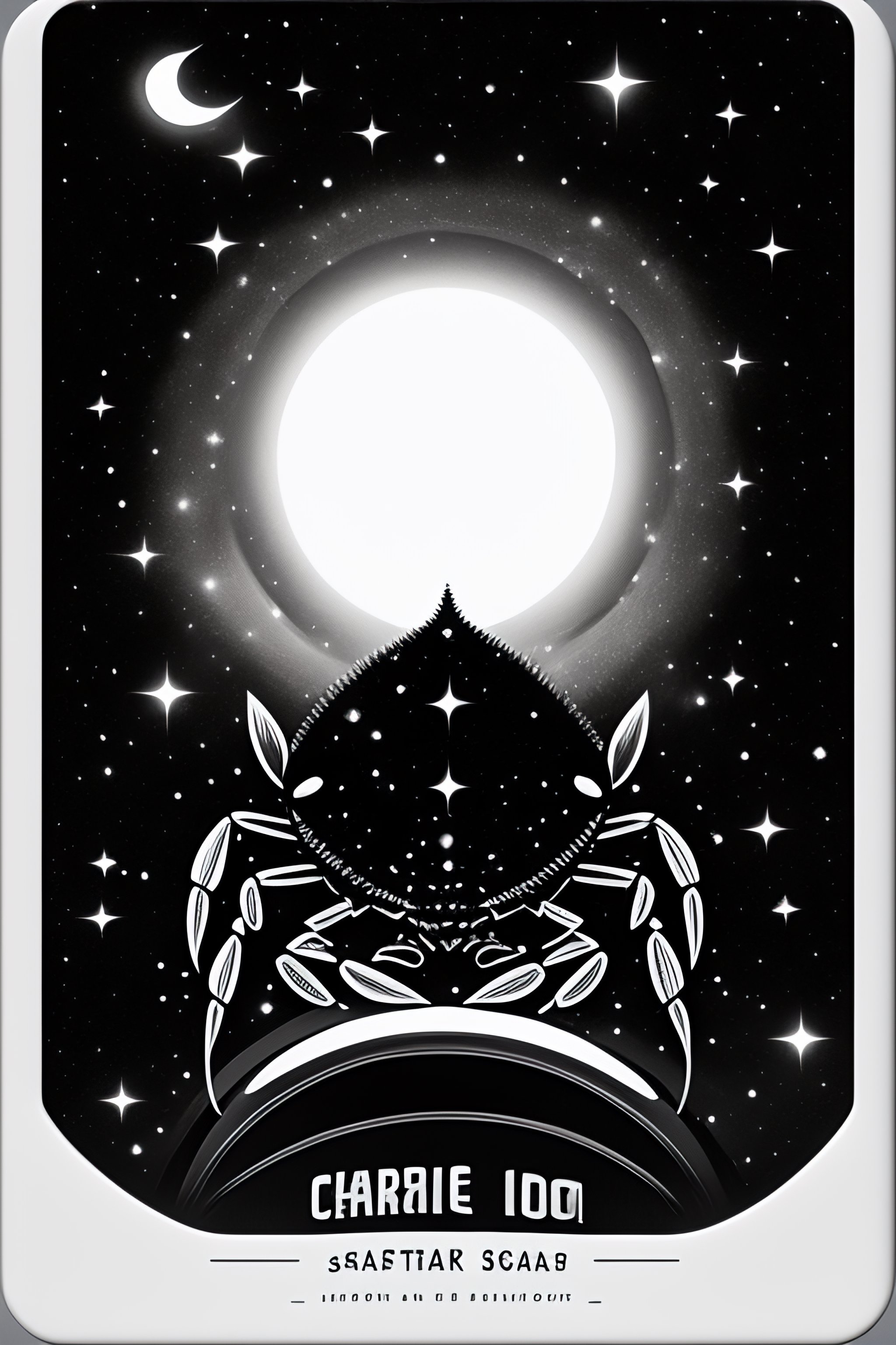 Lexica - Crab looks at the stars, black and white,logo