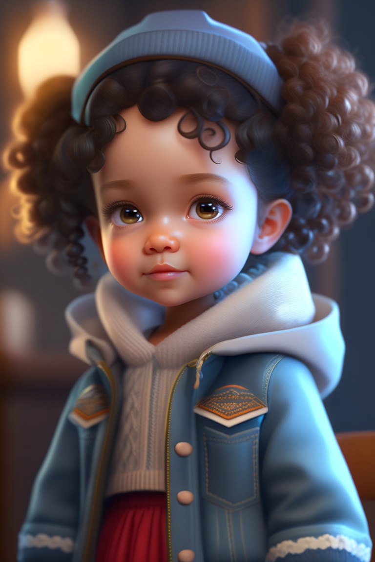 Lexica - Very cute cartoon caracter little girl ,little doll in hand ...