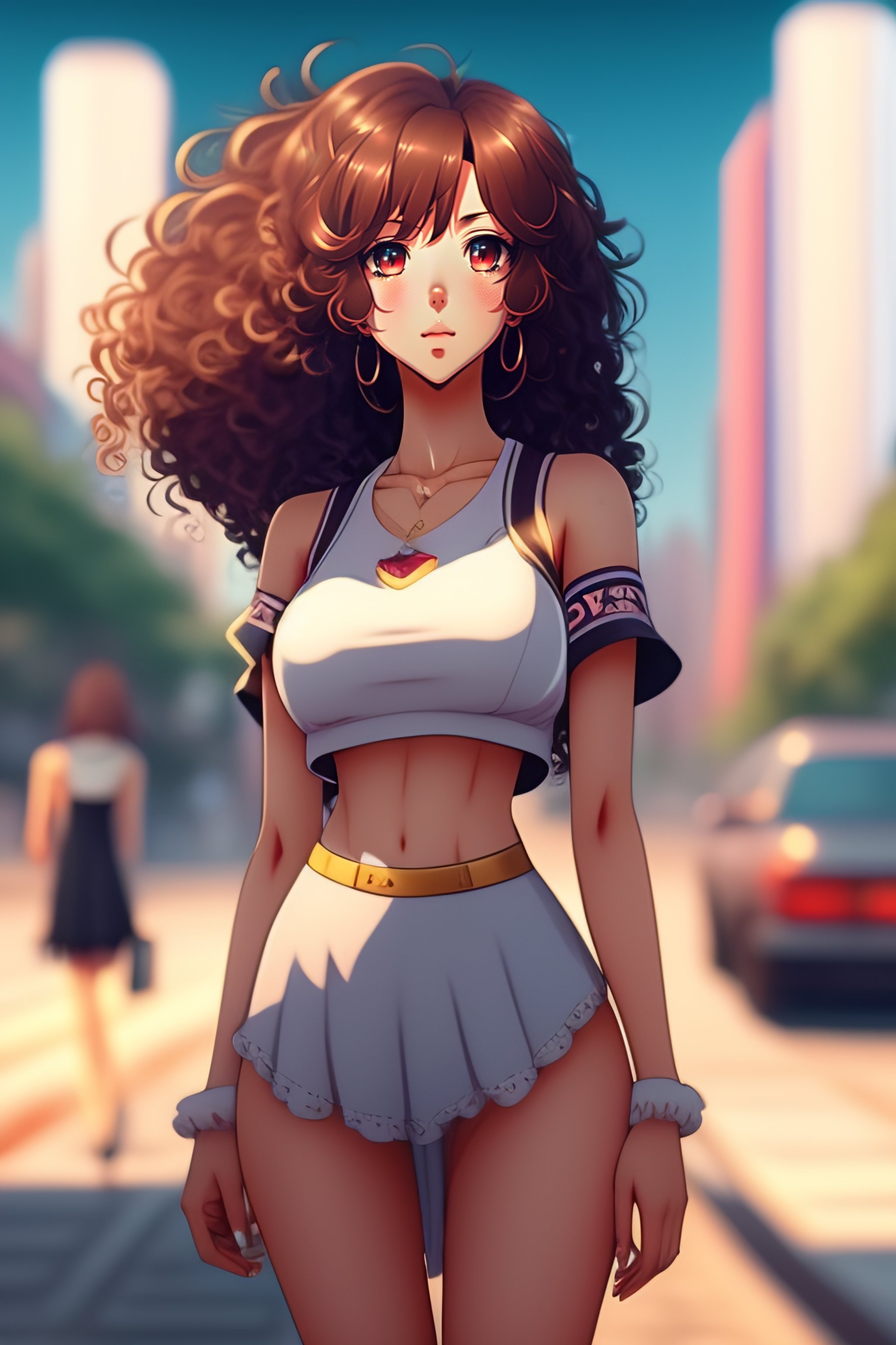 pretty anime girl with brown hair