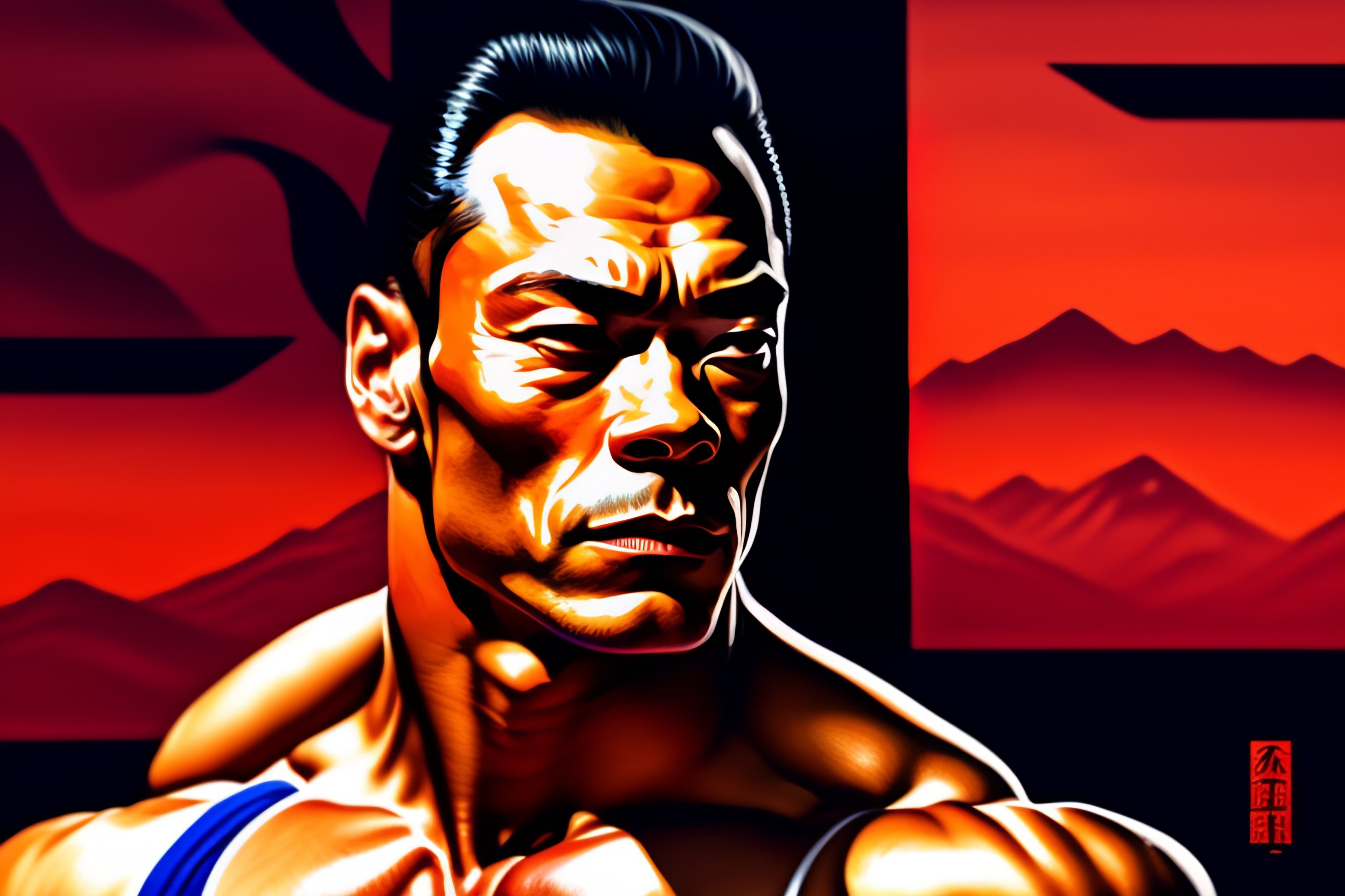 Lexica - Jean Claude Van Damme, ukiyo-e painting, intricate, macho ...