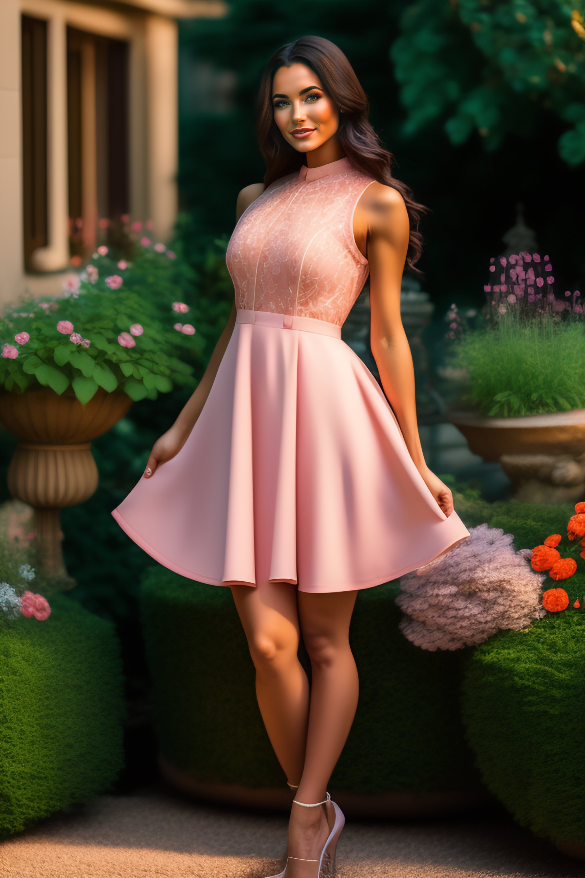 Lexica - Portrait of a Young woman whith short dress in goegeous ...