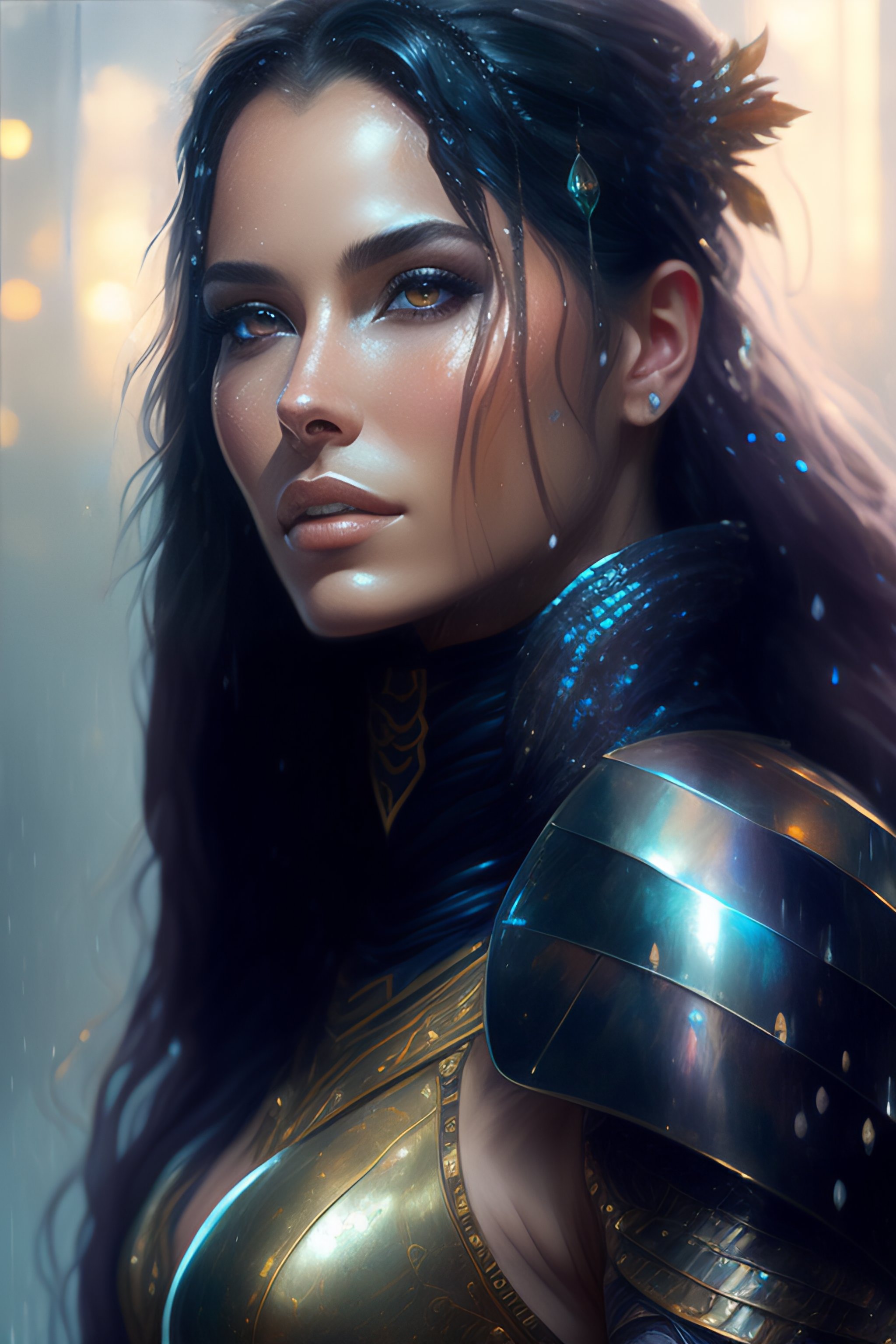 Lexica - Portrait of a beautiful woman wearing a cyberpunk armor ...