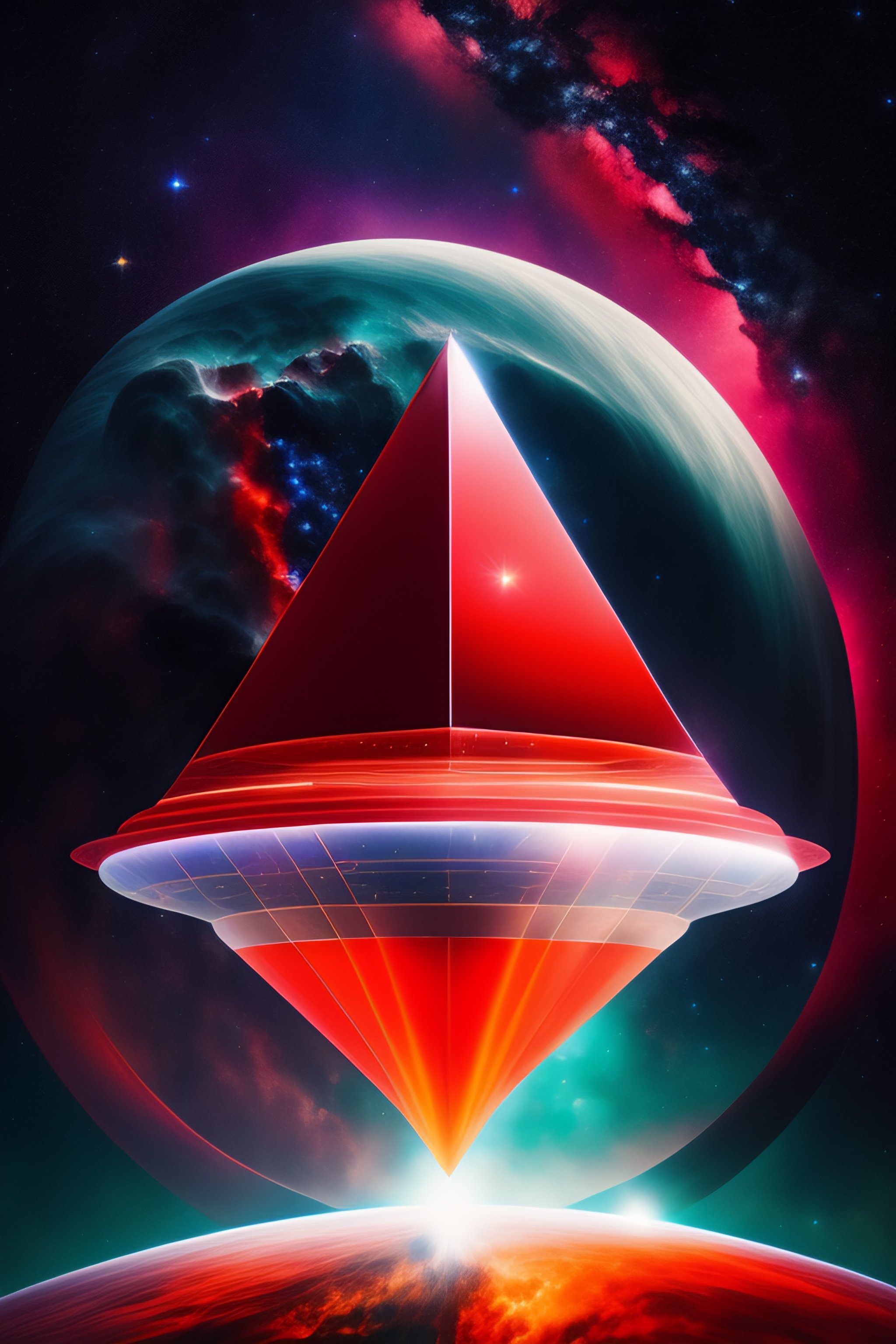 lexica-metallic-red-triangular-prism-artifact-floating-in-space-with