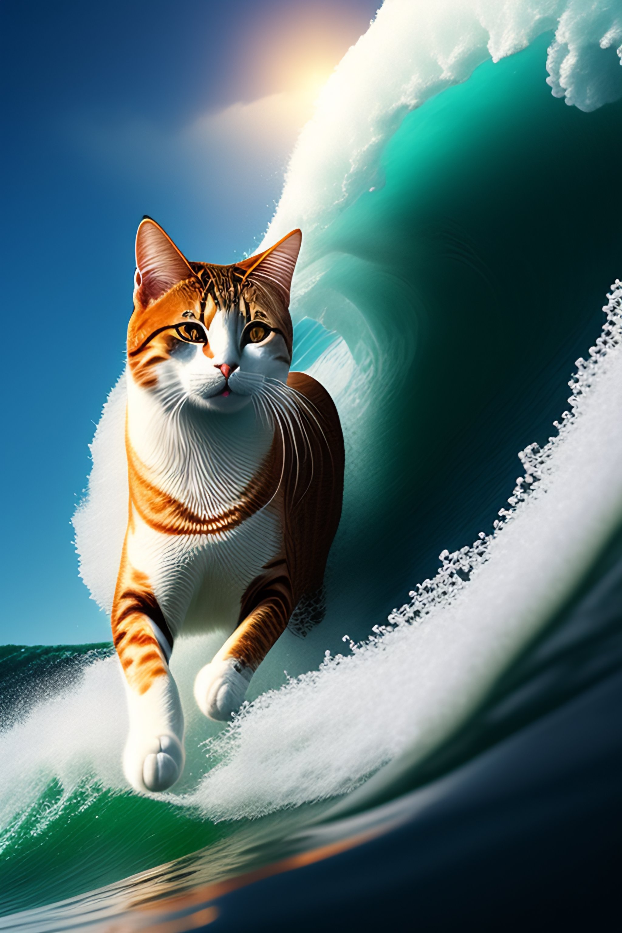 Lexica - Cats surfing wonderful waves