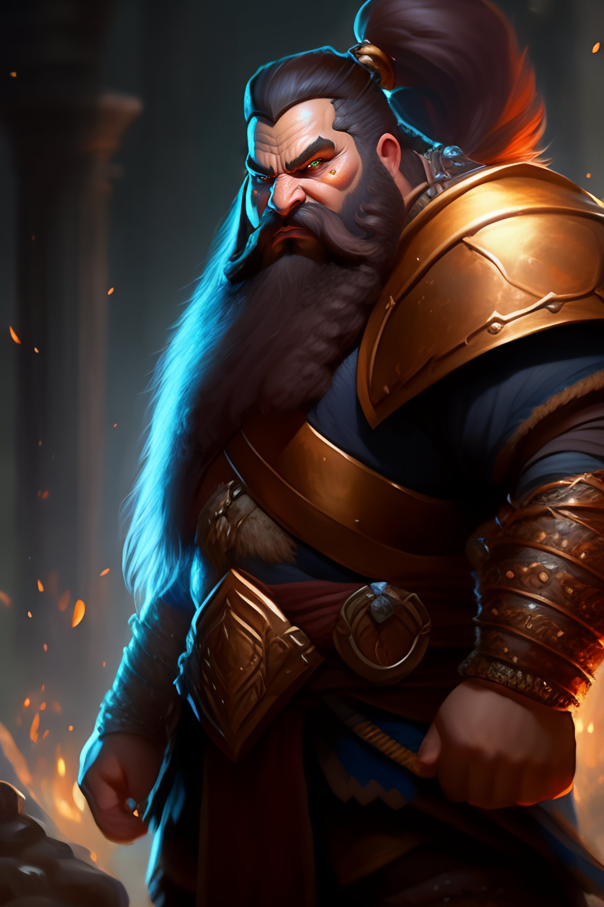 Lexica - Fearsome portrait of a dwarven warrior fighting a monster by ...