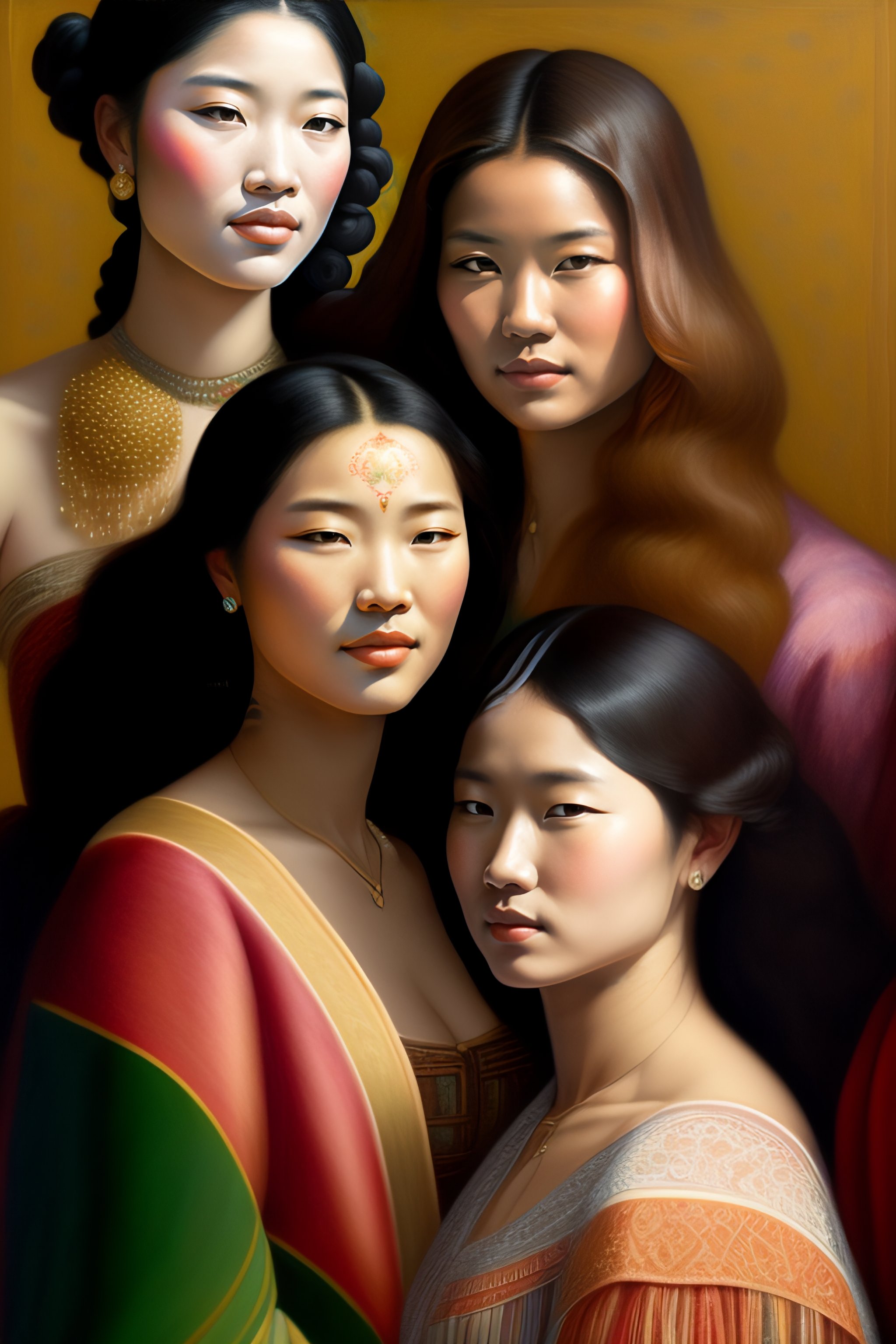 Lexica Art Hiper Realists Portraits Of Females All In The Same Image With Different Body